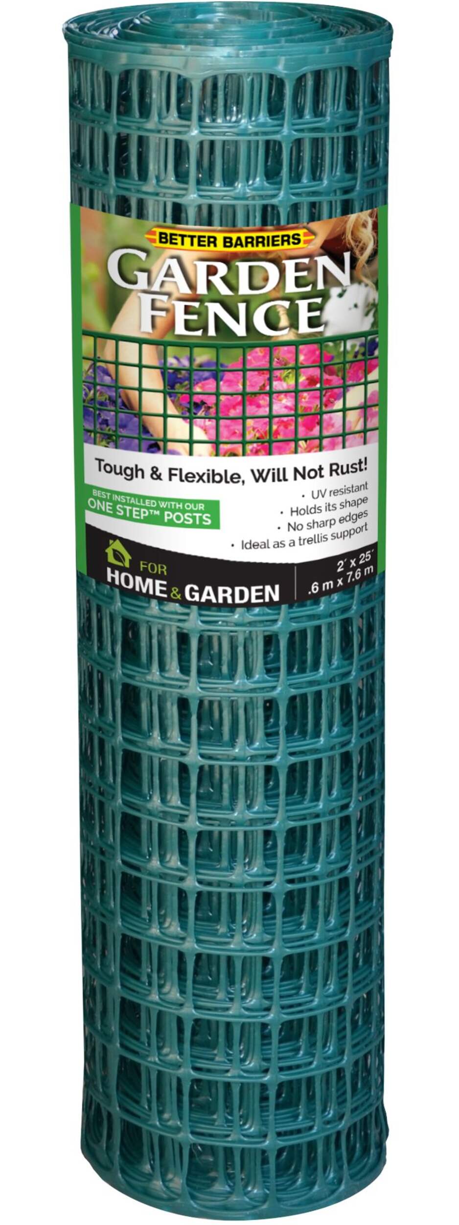 Quest Better Barriers Garden Fence, 2x25-ft (7.6 m), Green Front_Elevated