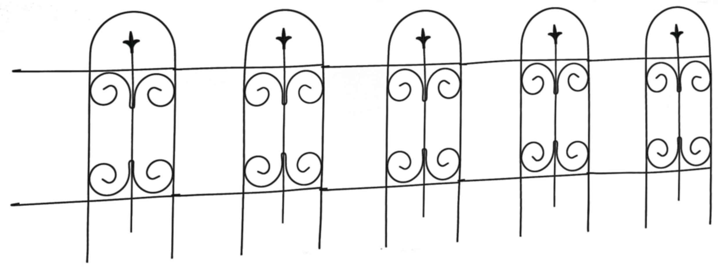 Clôture à fleurons en métal, 32 po x 8 pi Front_Angled_Right