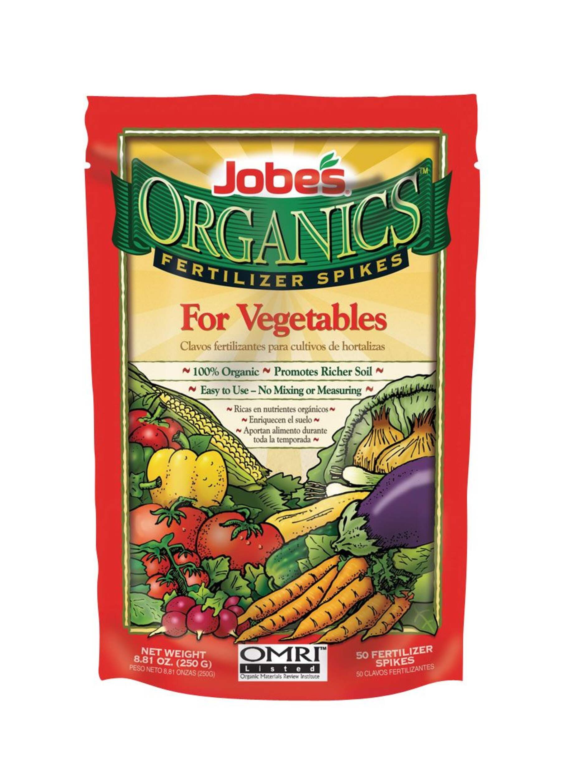 Jobes Organics Vegetable Fertilizer Spikes Front_Flat