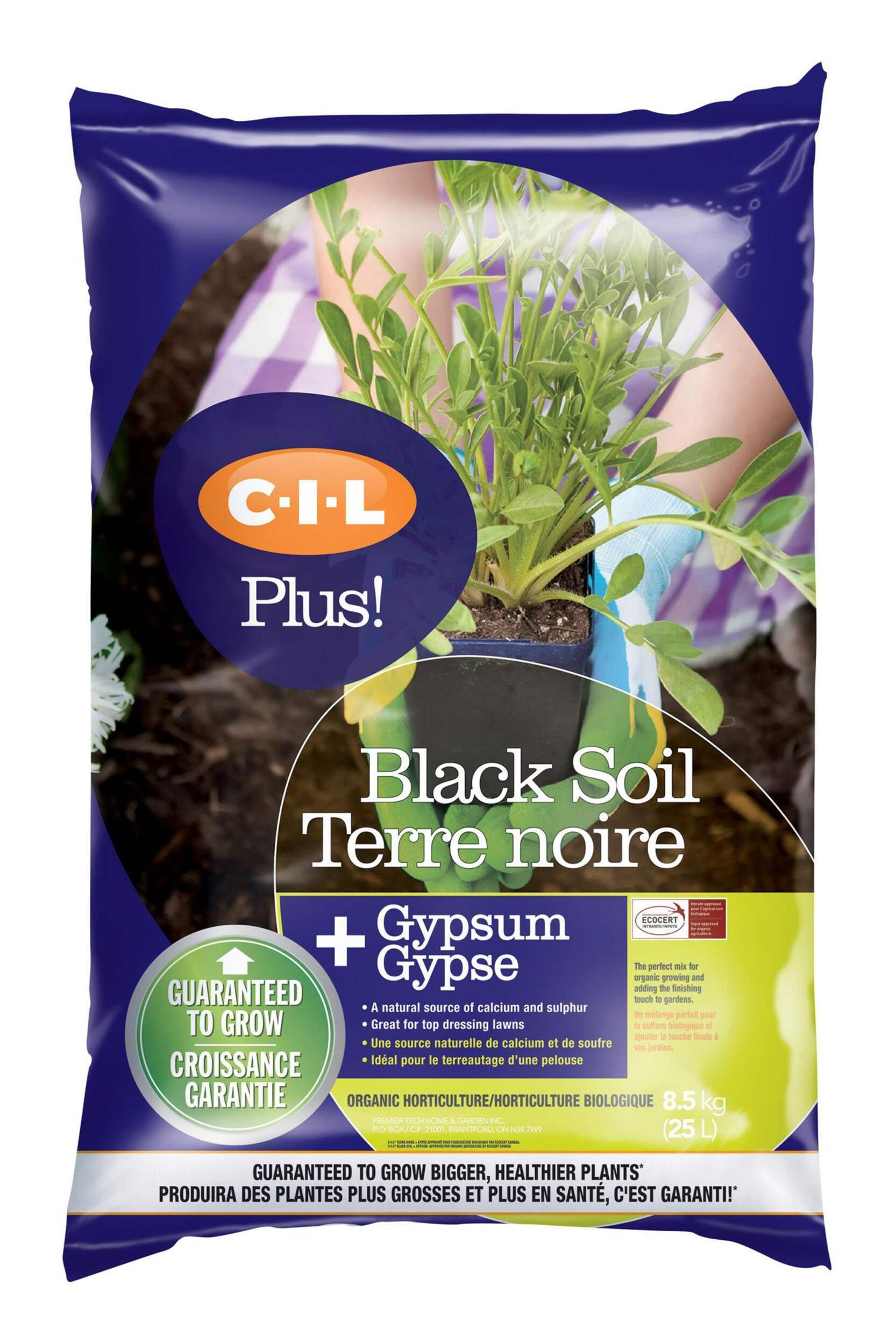 CIL Plus Black Soil & Gypsum, 8.5-kg Front_Flat