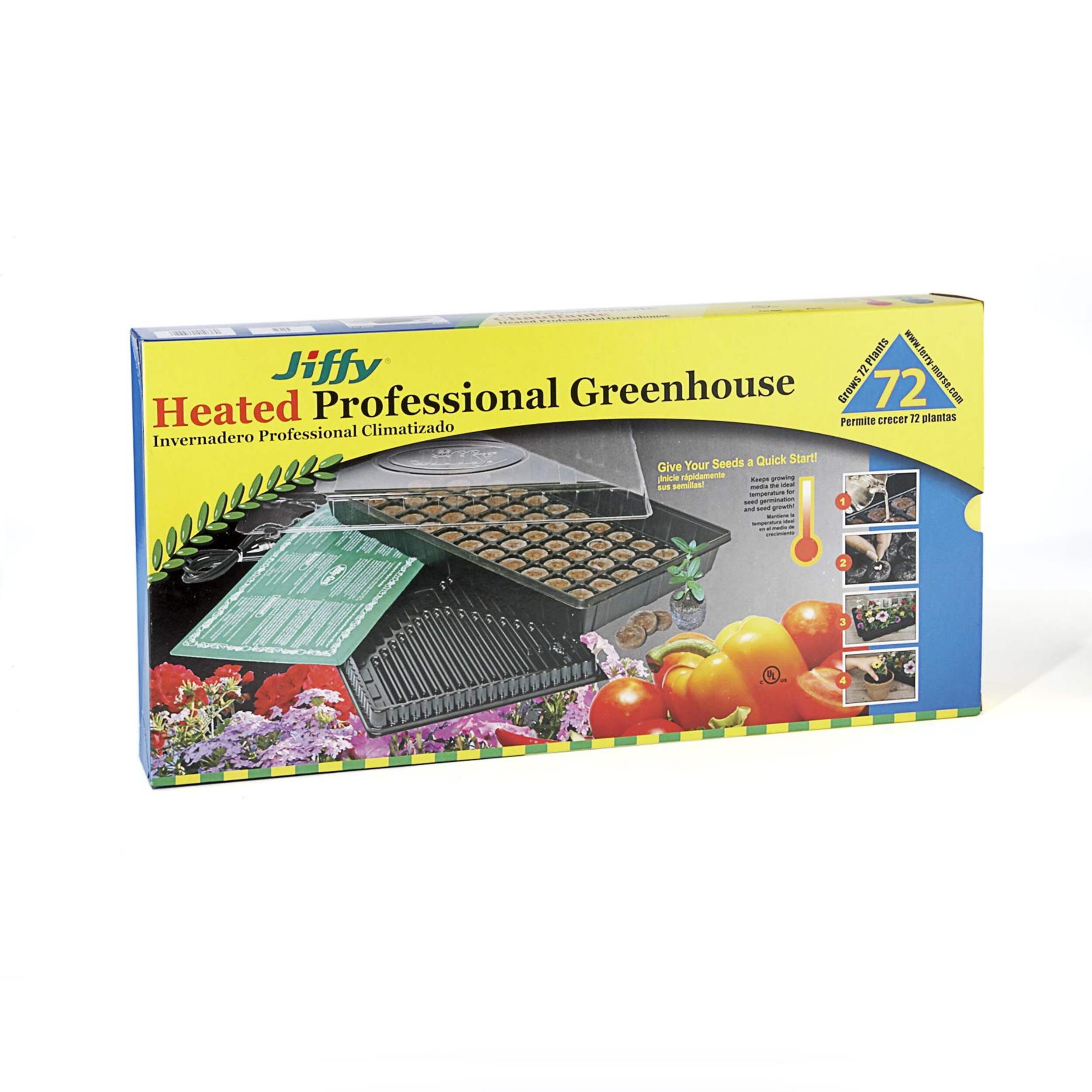 Jiffy 72 Cells Windowsill Greenhouse Kit For Seed Starter w/ Heat Mat