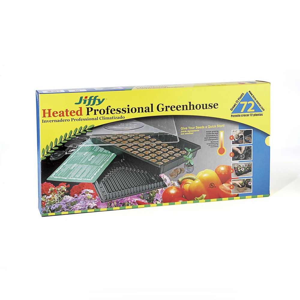 Jiffy 72 Cells Windowsill Greenhouse Kit For Seed Starter w/ Heat Mat