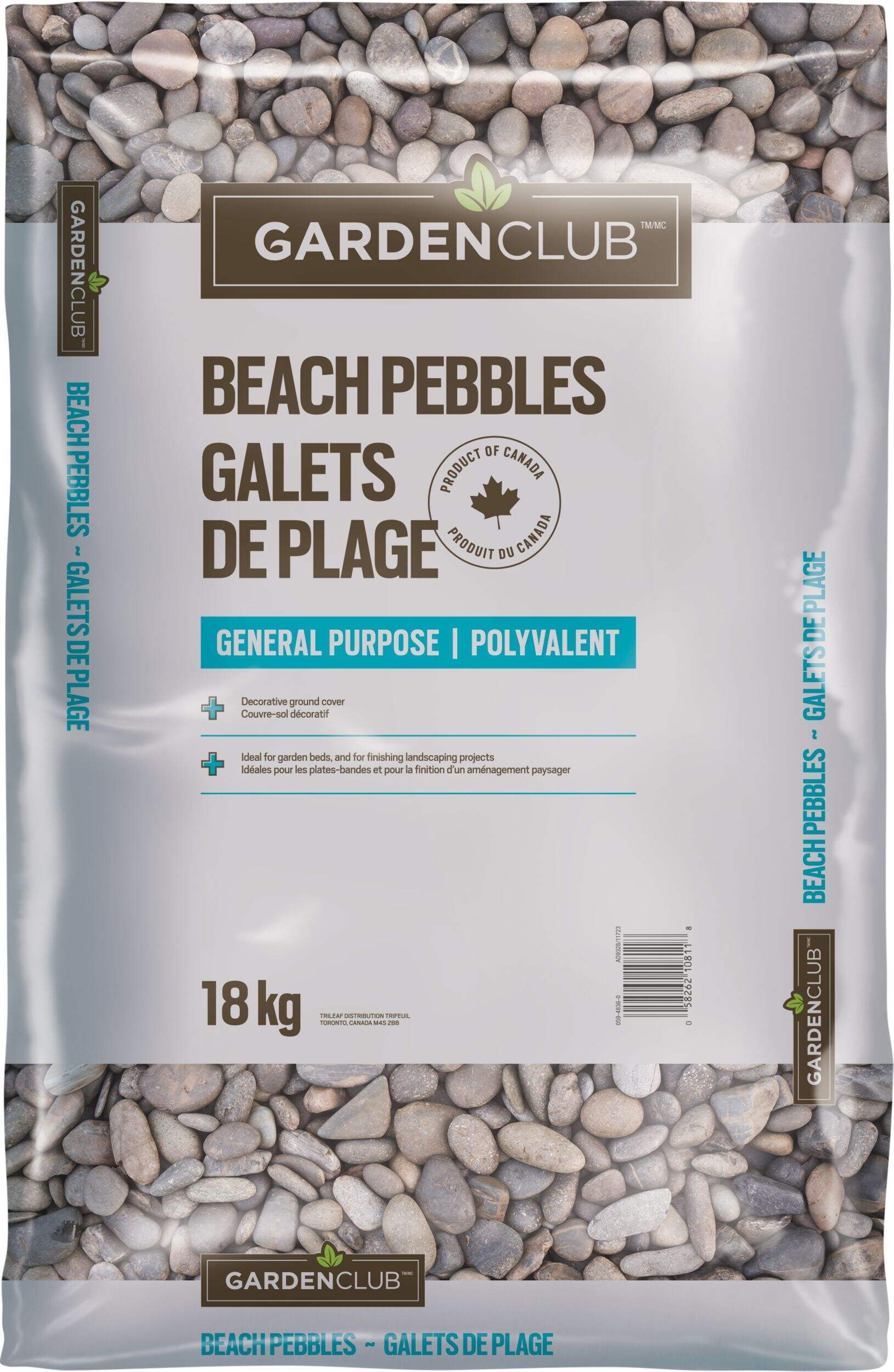 Garden Club General Purpose Beach Pebbles, 18-kg Front_Flat