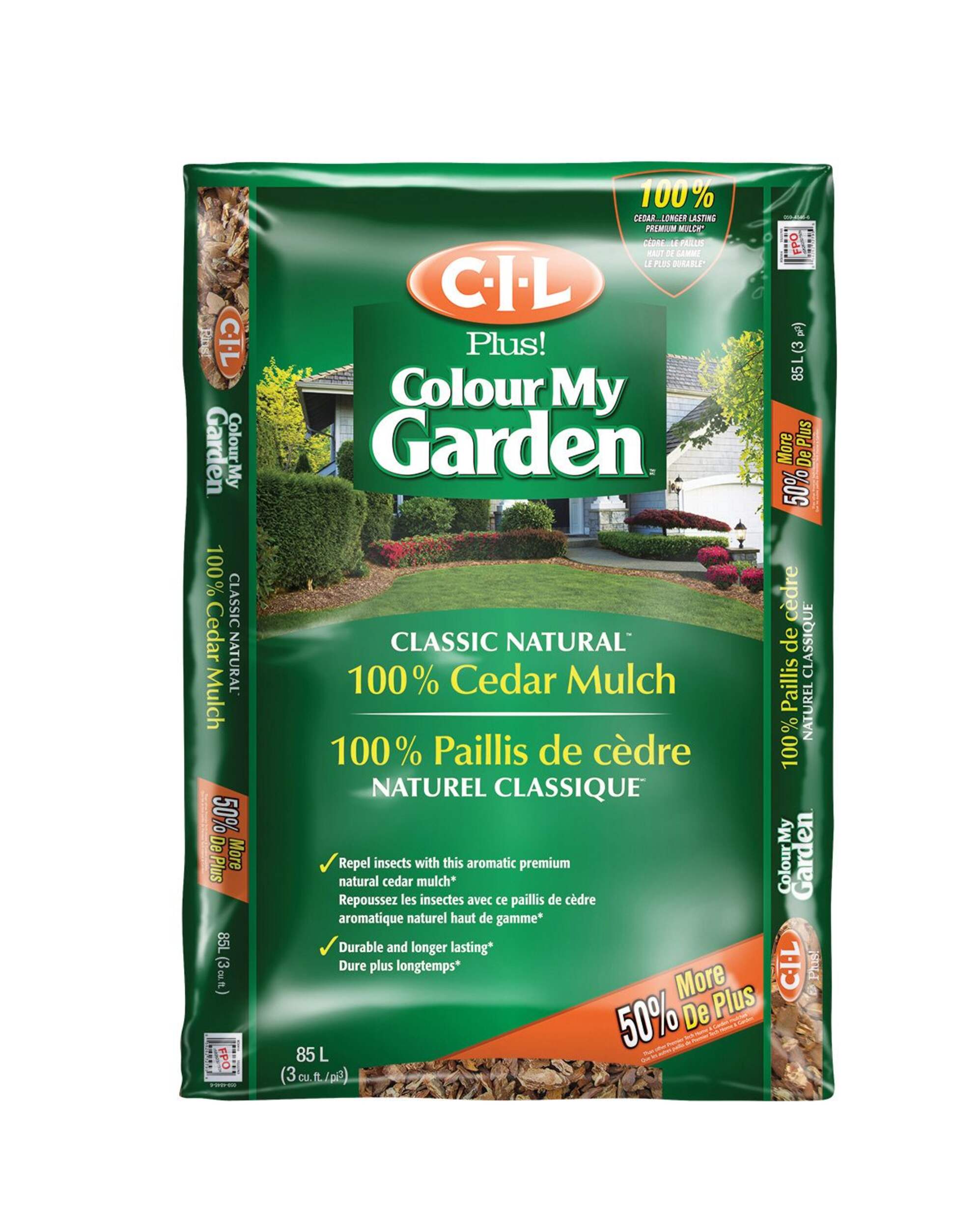 CIL Plus Colour My Garden Natural Cedar Mulch, 3-cu ft Front_Flat