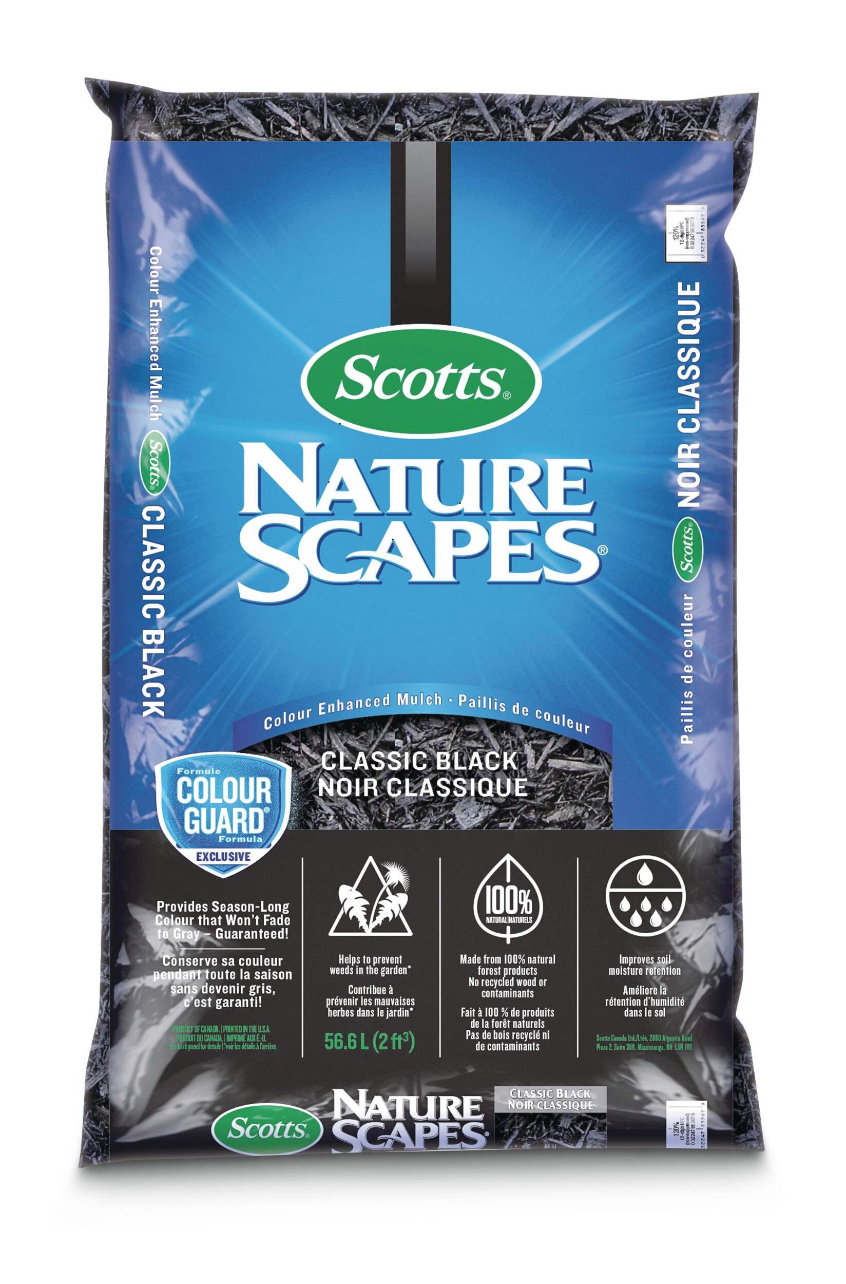 Scotts Nature Scapes Colour Enhanced Mulch, 100% Natural, 56.6-L, Classic Black Front_Flat