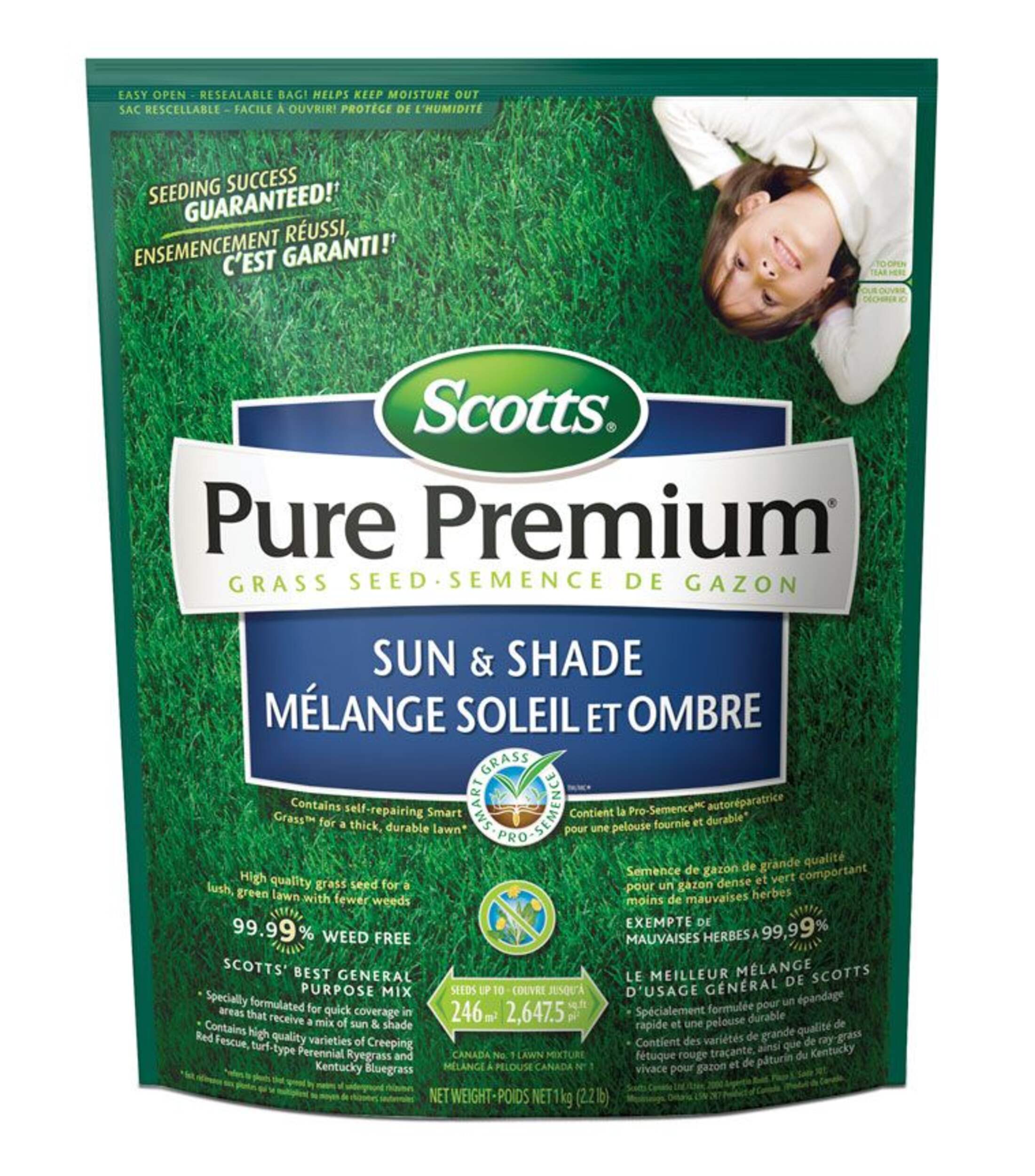 Scotts Pure Premium Sun & Shade Grass Seed, 1-kg Front_Flat