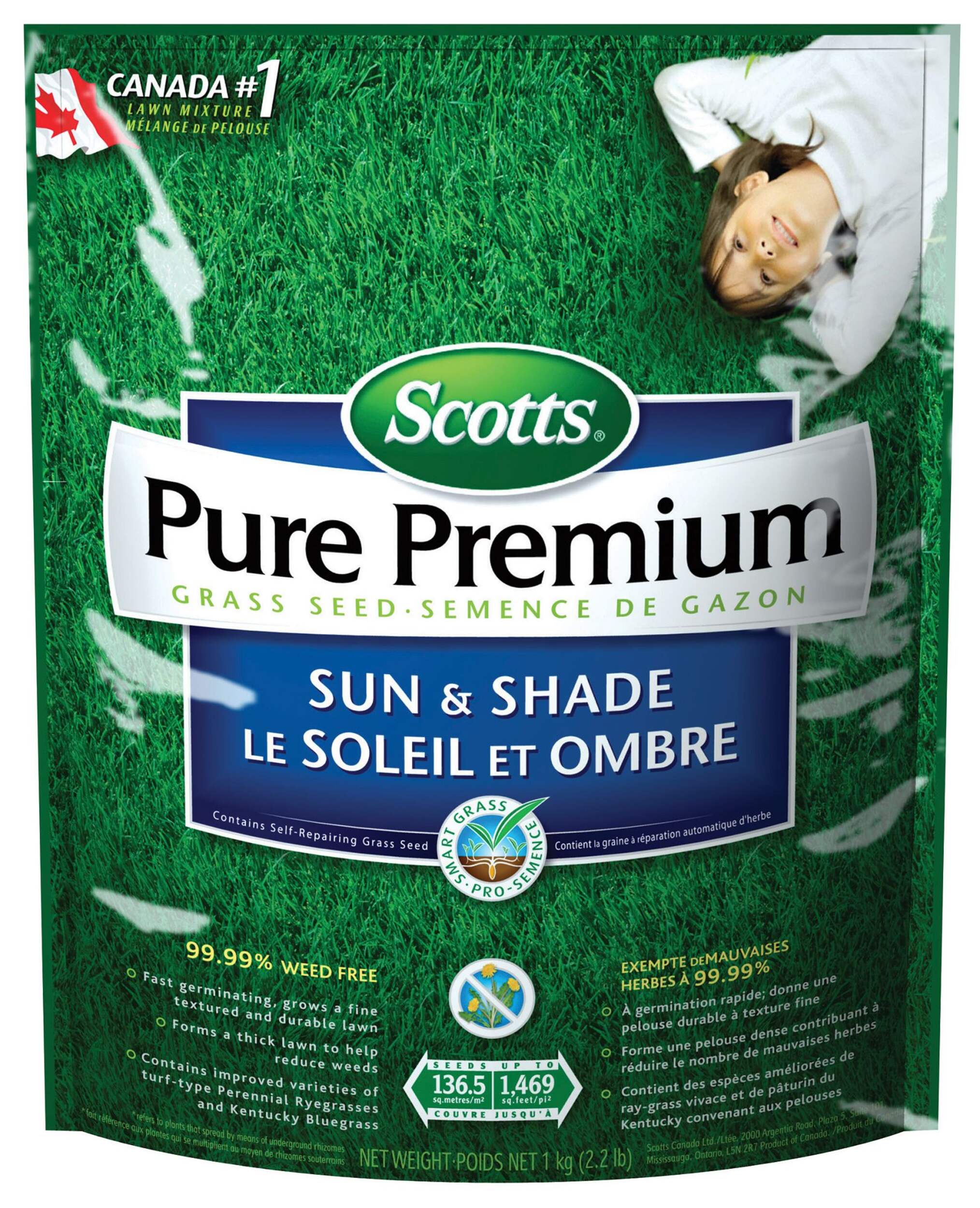 Scotts Pure Premium Sun & Shade Grass Seed, 2-kg Front_Flat