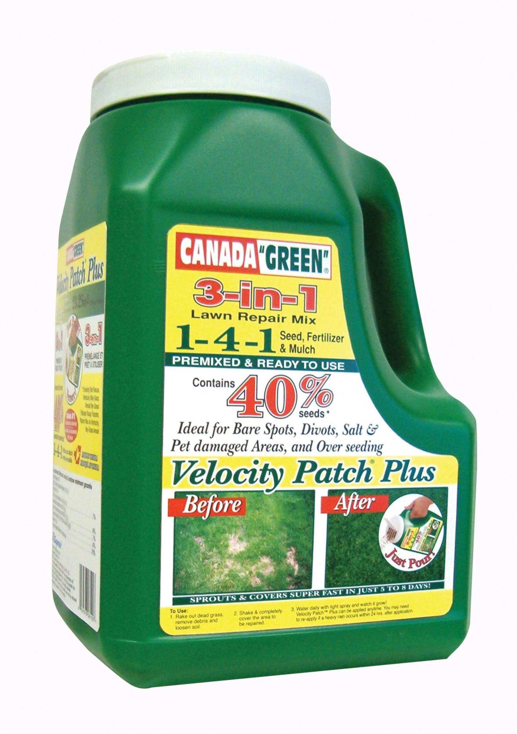 Canada Green Velocity Patch Plus Grass Seed, 1 kg Front_Three_Fourths_Angled_Right