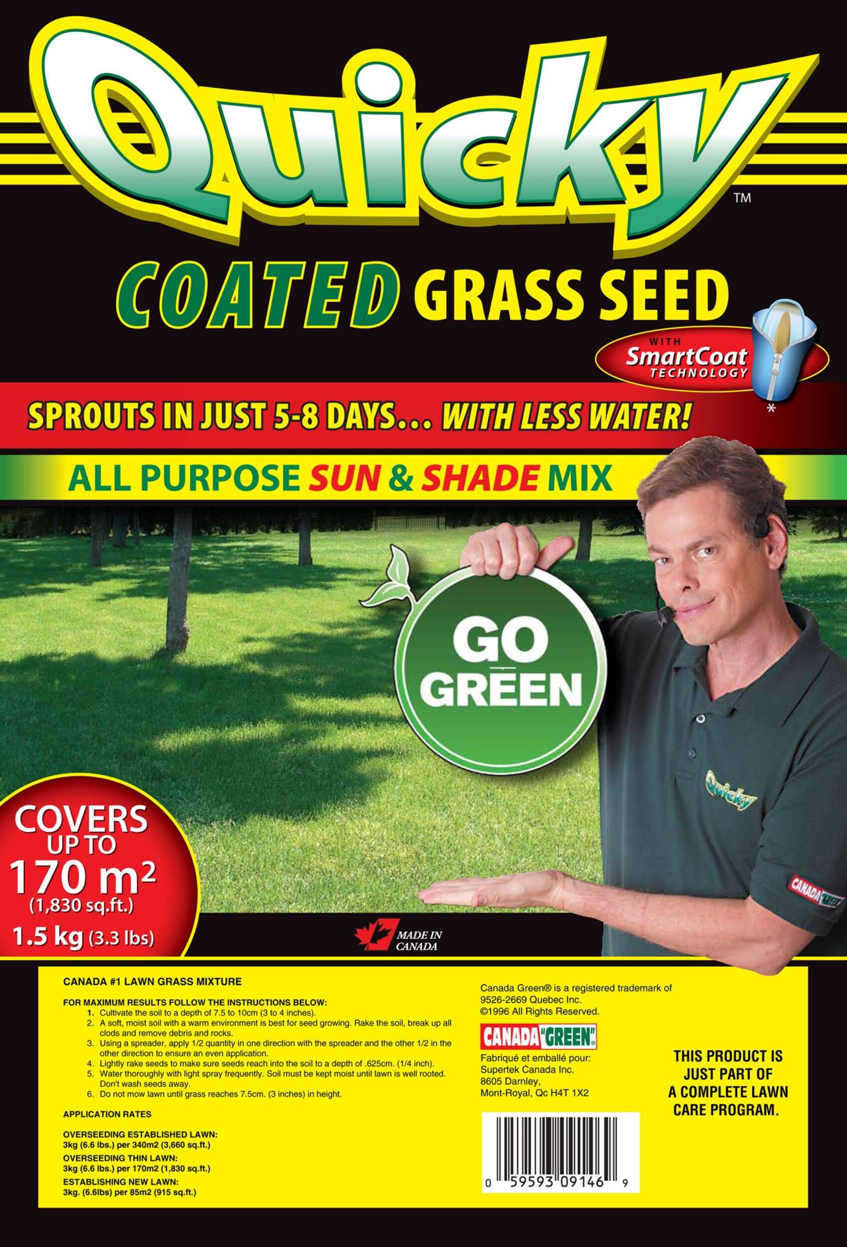 Canada Green Quicky Coated Grass Seed, 1.5kg Canadian Tire