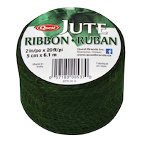 Quest All-Natural Jute Burlap Ribbon Roll For Decorative Applications, 20-ft, Green Front_Elevated