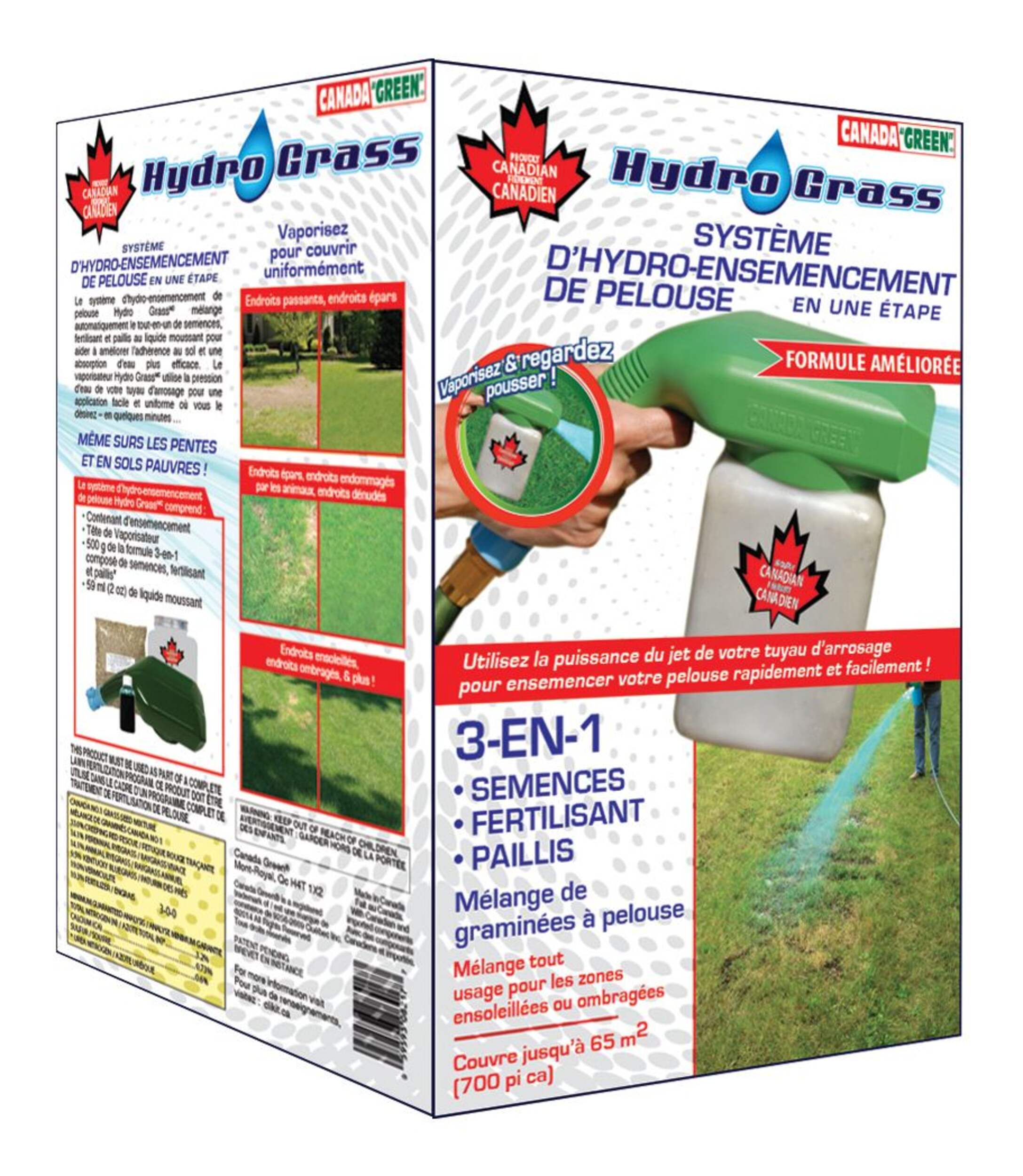 Système d’ensemencement de gazon tout usage 3-en-1 Canada Green Front_Angled_Right