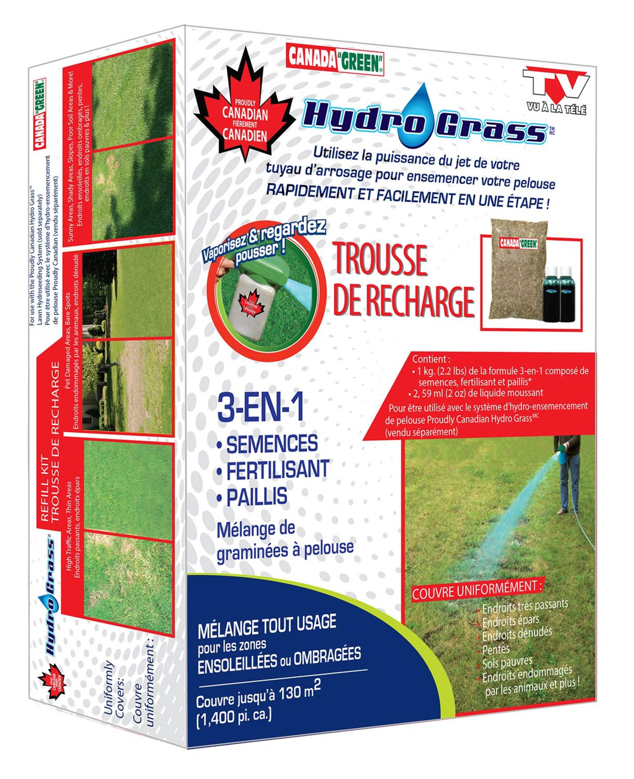 Recharge de semence pour hydro-ensemencement de pelouse Canada Green Front_Three_Fourths_Angled_Right