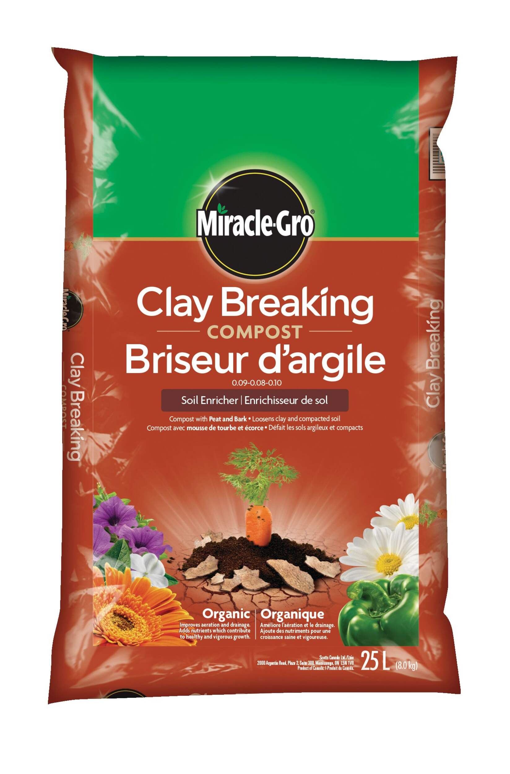Compost pour sol argileux Miracle-Gro, 25 L Front_Flat