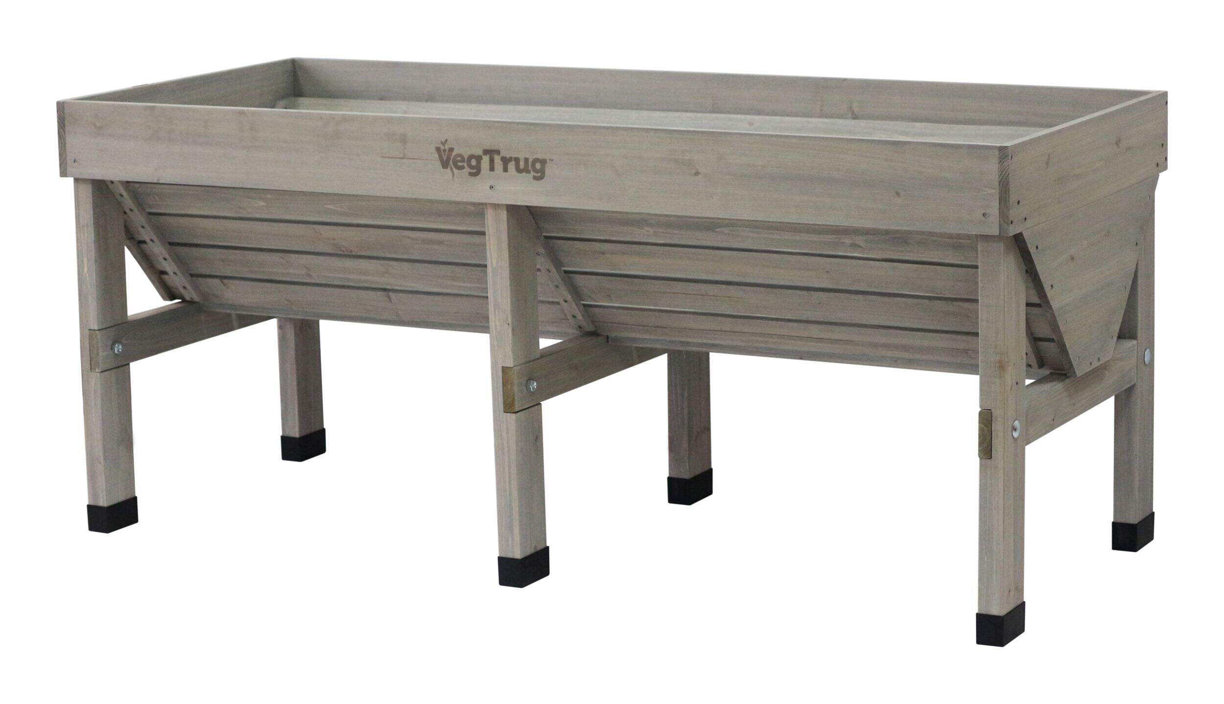 VegTrug Classic Outdoor Cedar Wood Raised Garden Bed Planter, Medium, Grey Wash Front_Three_Fourths_Angled_Left