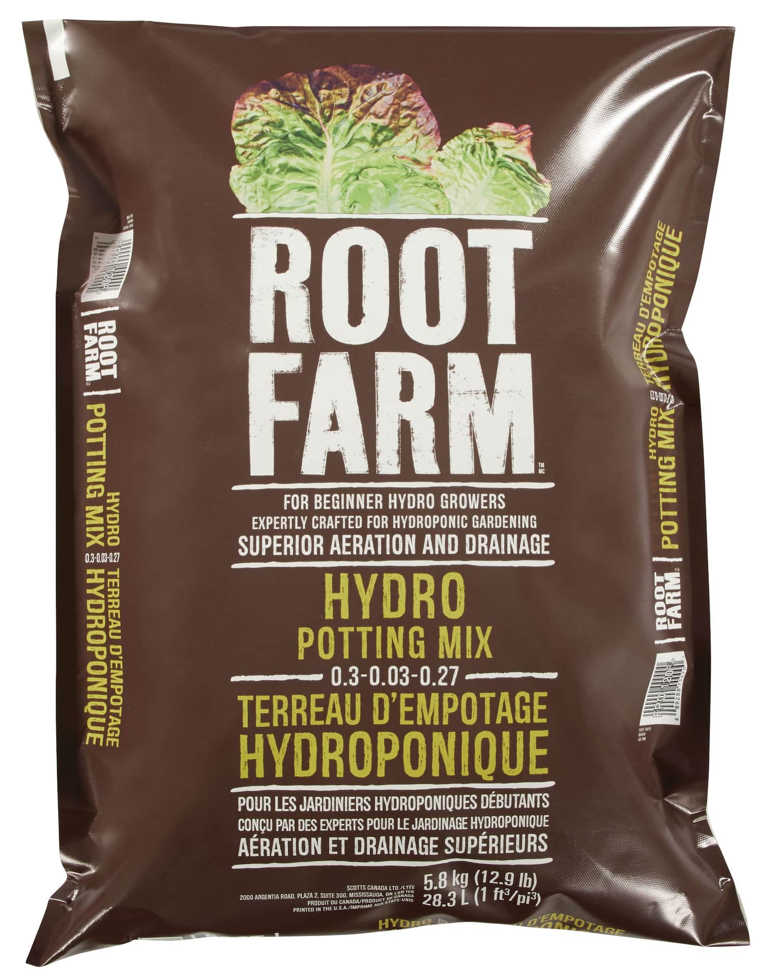Root Farm Moisture Control Hydro Potting Mix, 0.3-0.03-0.27, 28.3-L