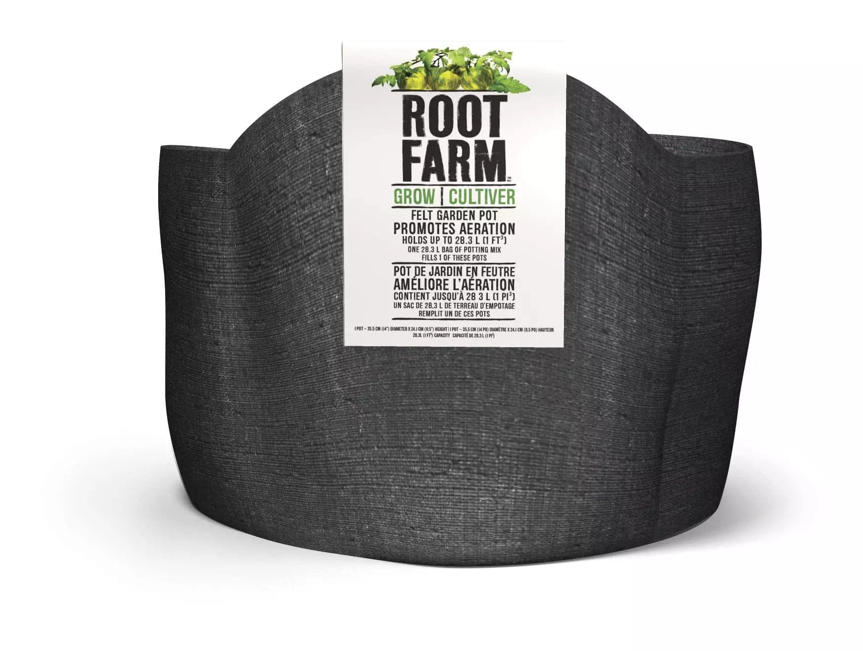 Root Farm Felt Garden Pot For Hydroponics, 23.9-L