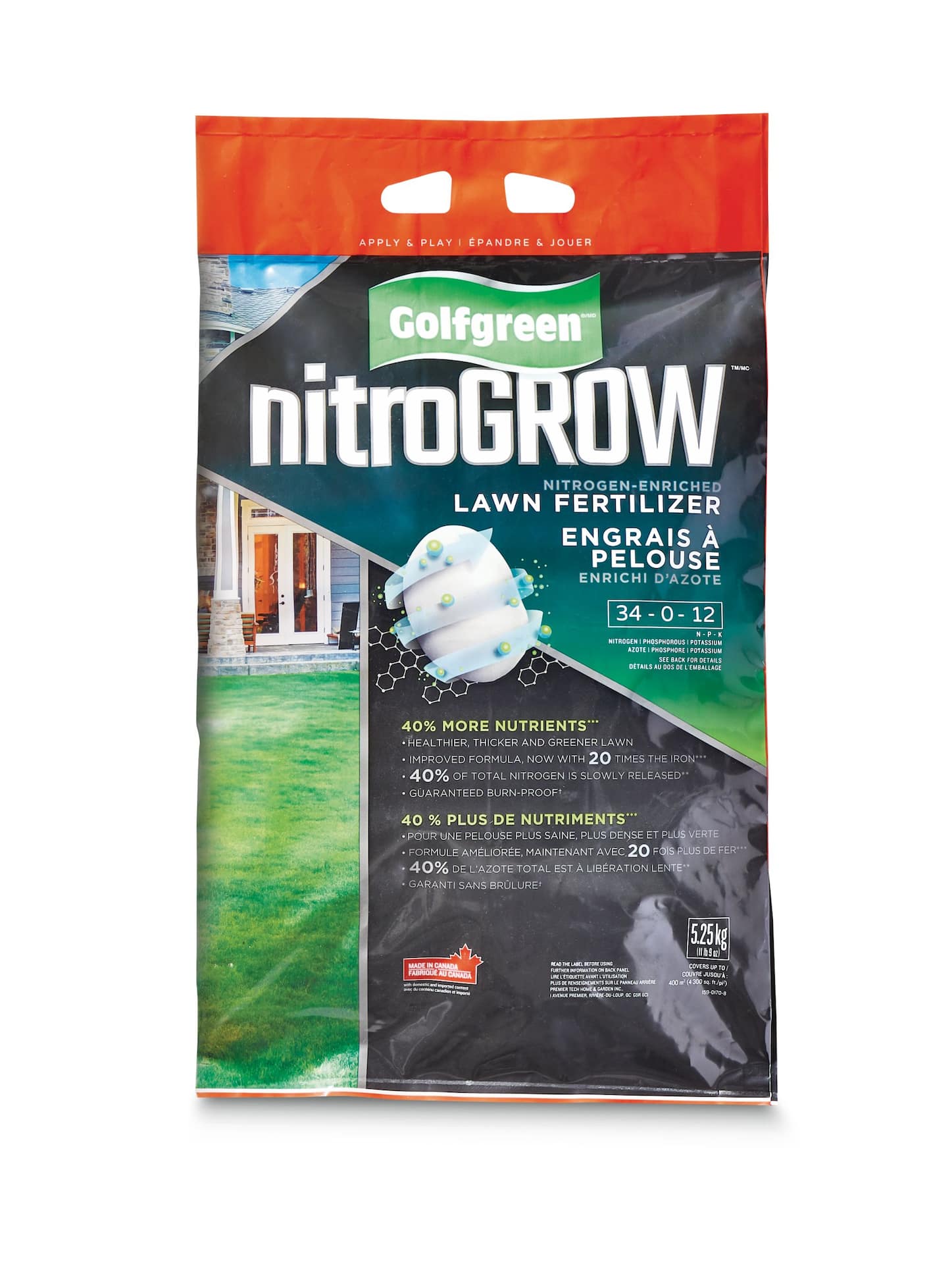 Golfgreen NitroGROW High Nitrogen Fertilizer for Lawn, 34-0-12, 400-m2 ...