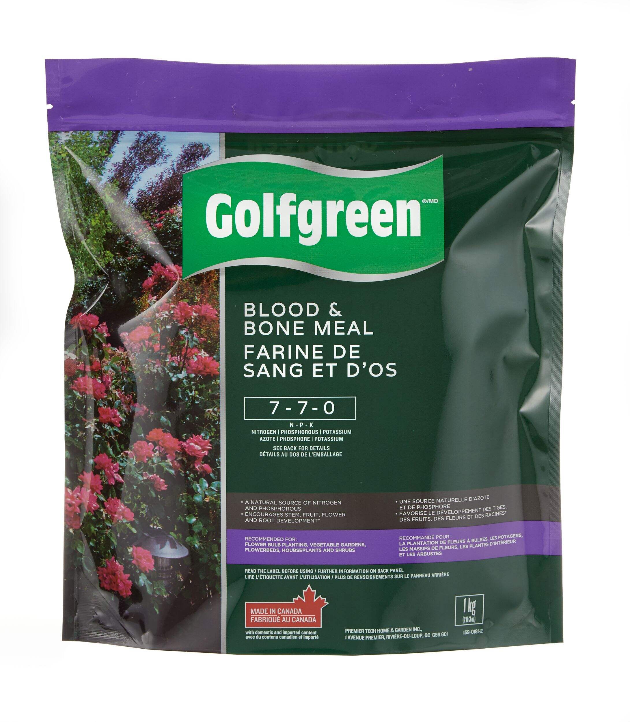 Golfgreen Organic Blood & Bone Meal Plant Food, 7-7-0, 1-kg Front_Flat