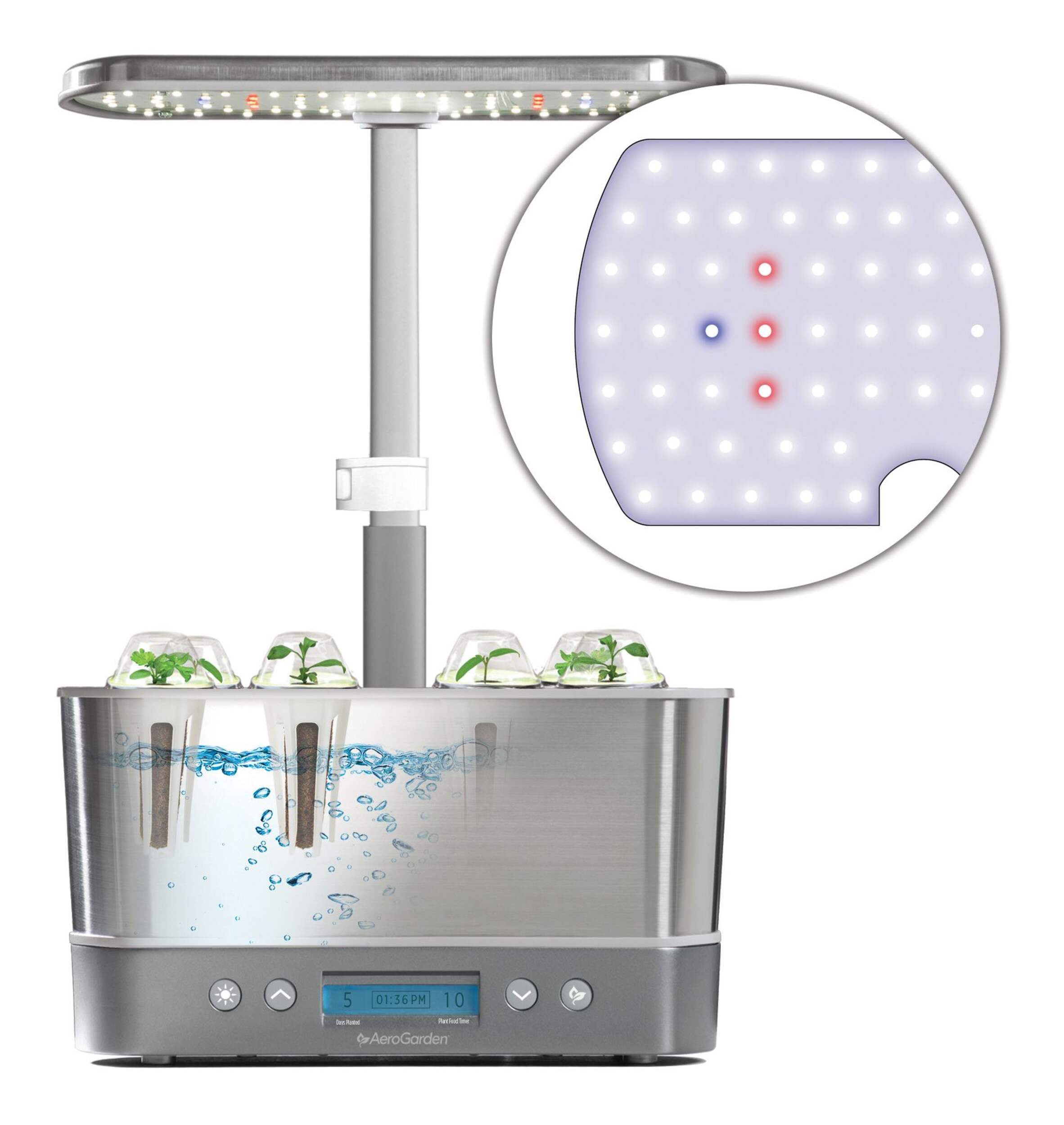 Aerogarden Stainless Steel Harvest Elite W  Led Lights, Nutrients 