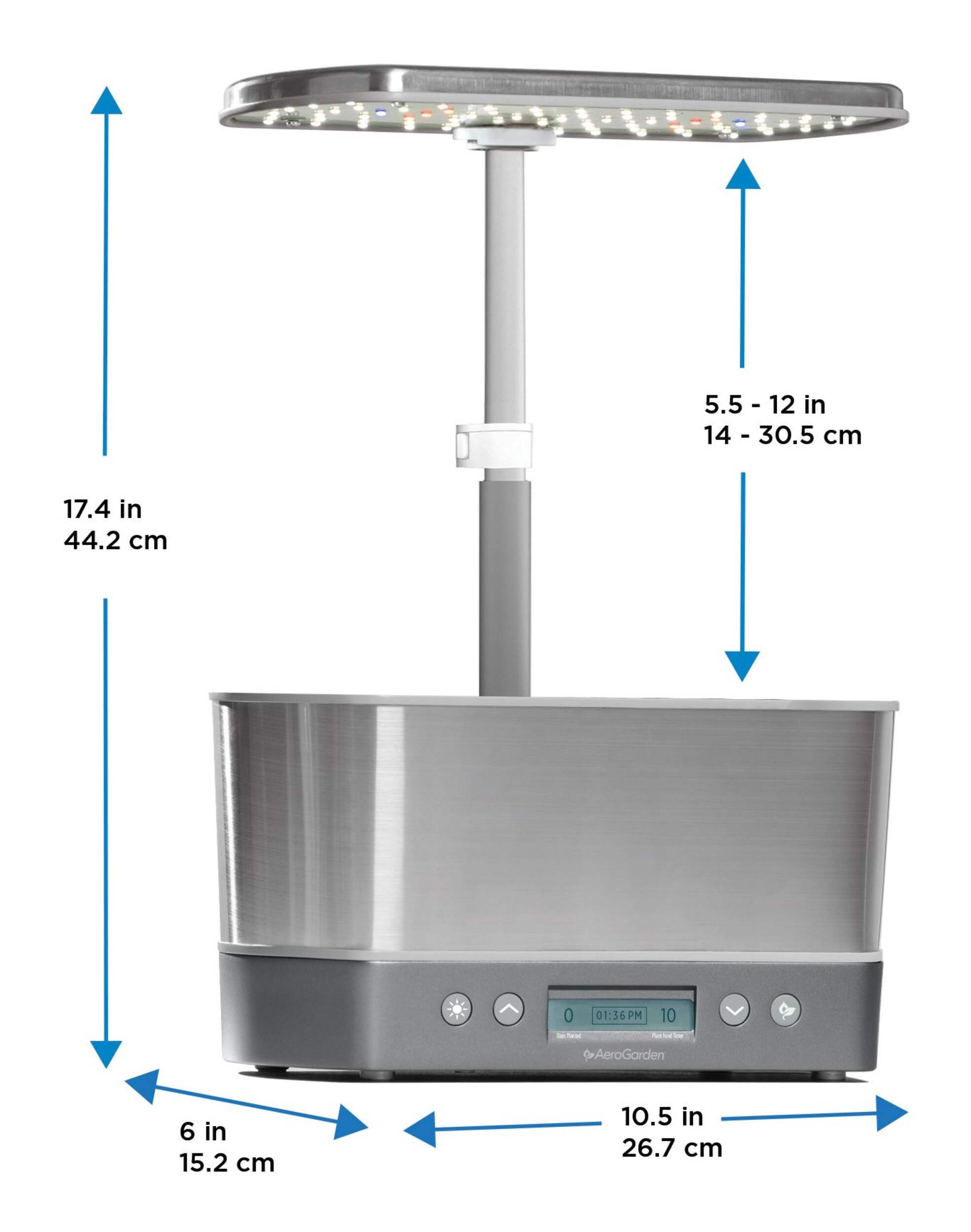 AeroGarden Stainless Steel Harvest Elite w/ LED Lights, Nutrients ...