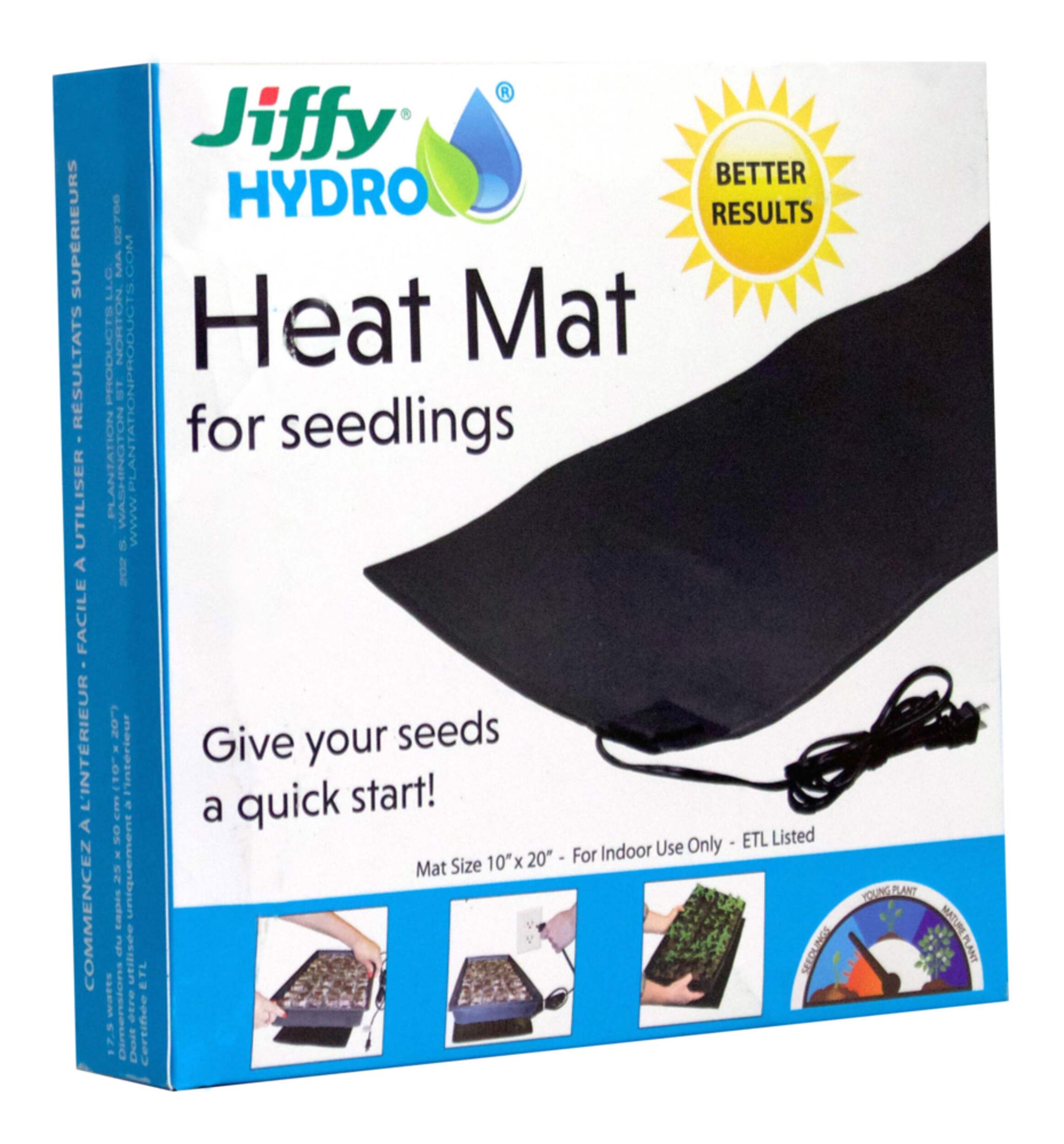 Jiffy Hydro Heavy-Duty Seedling Heating Mat, 10-in x 21-in Front_Angled_Right