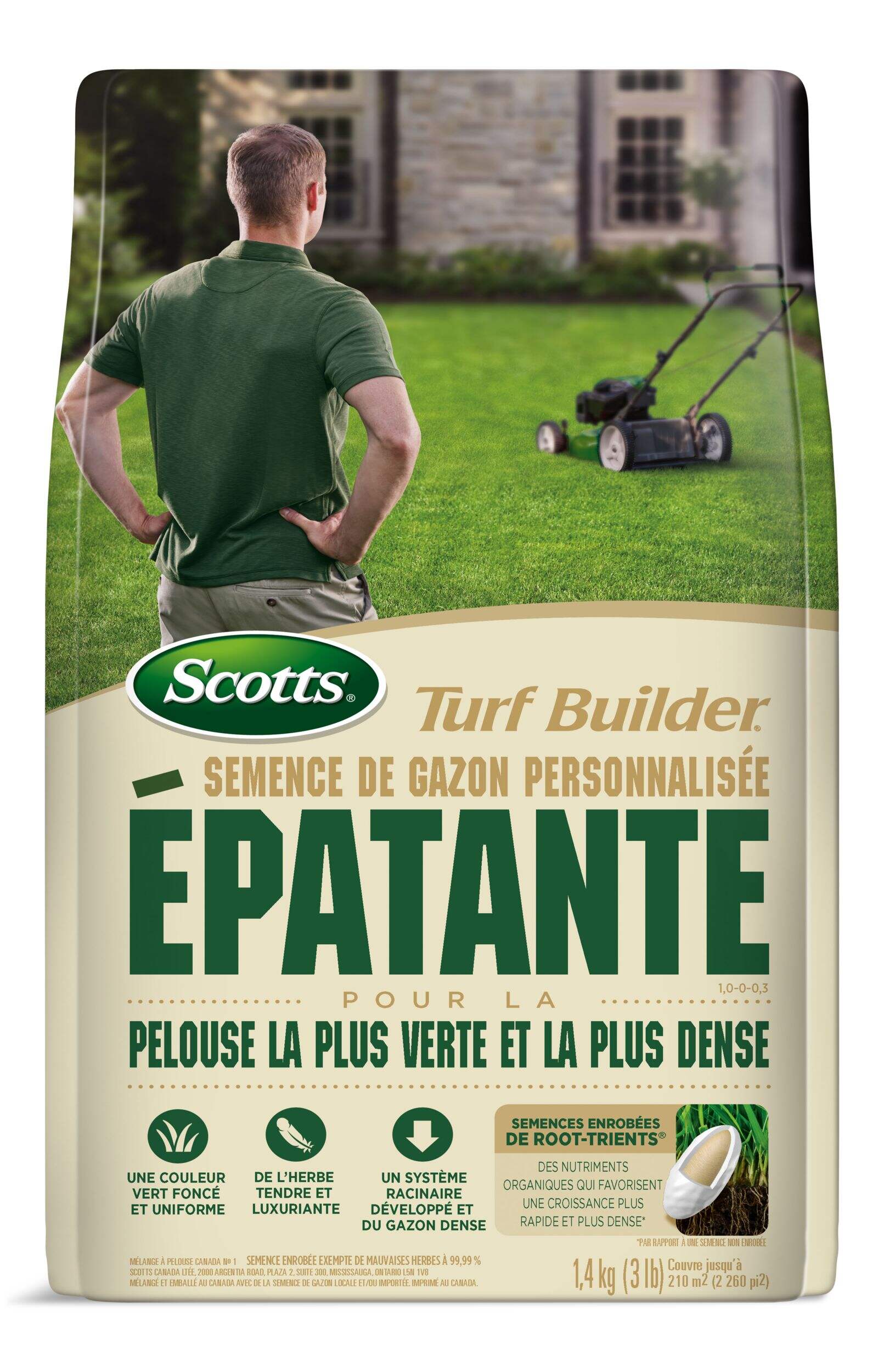 Semences et engrais à gazon Scotts Turf Builder Awesome Custom pour une pelouse verte et épaisse, 1,4&nbsp;kg Front_Flat