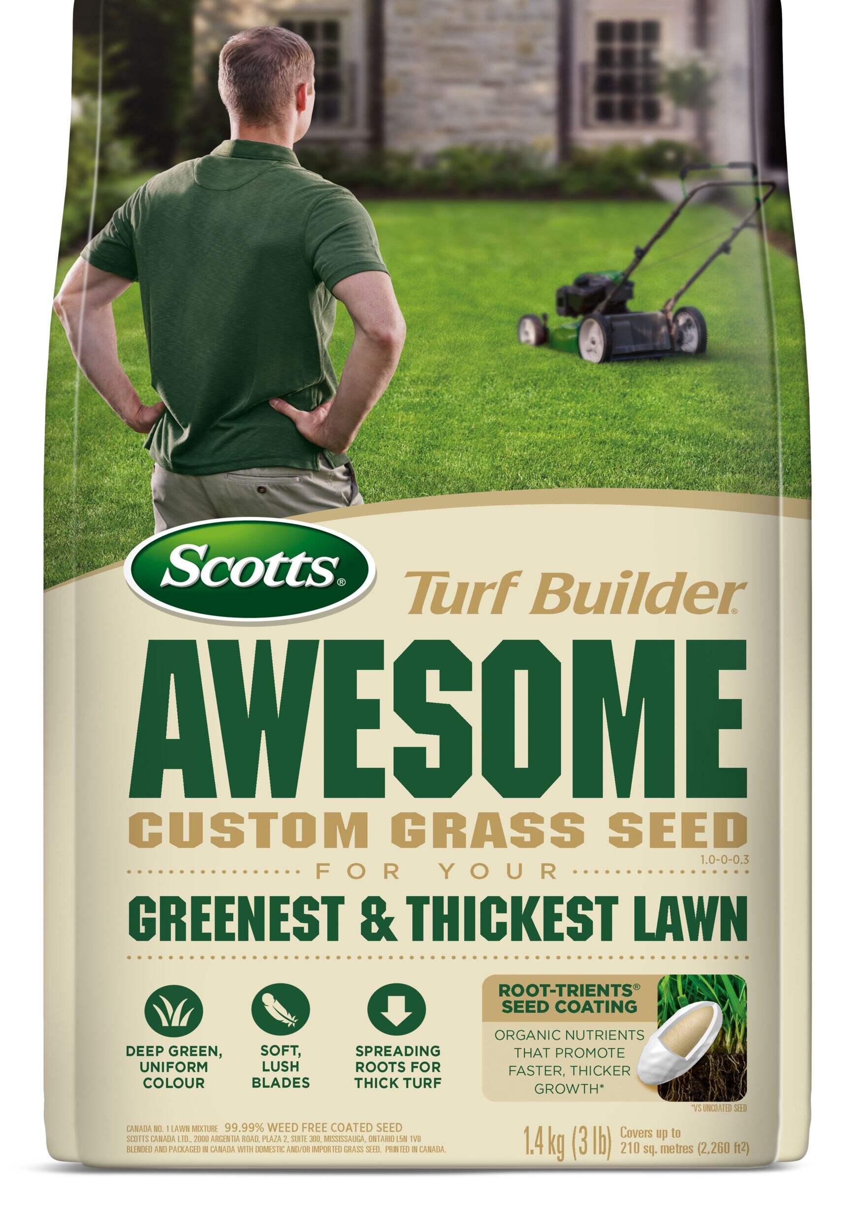 Scotts Turf Builder Awesome Custom Grass Seed & Fertilizer For a Green & Thick Lawn, 1.4kg Front_Flat