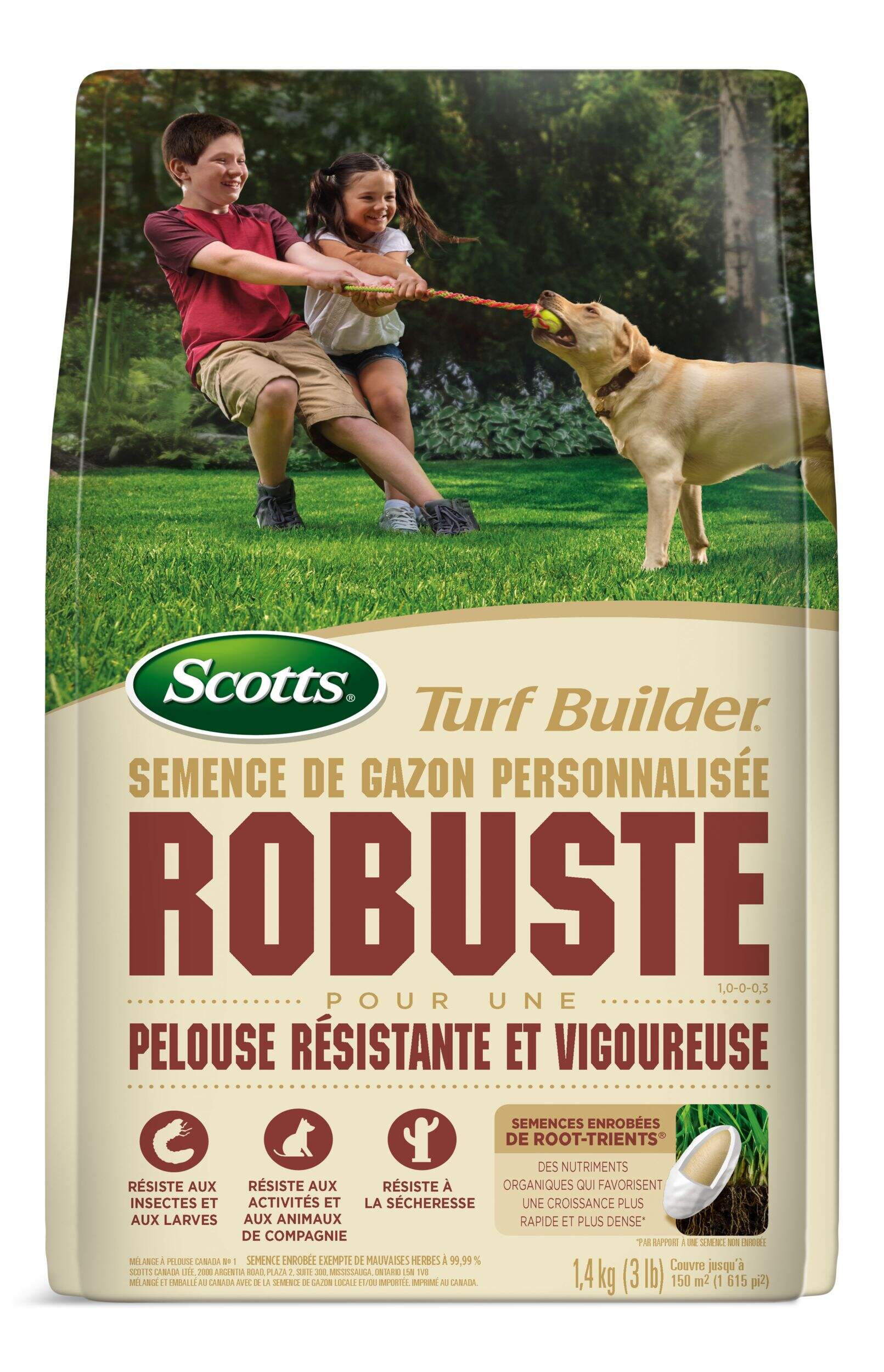 Semences et engrais à gazon Scotts Turf Builder Tough Custom, pour une pelouse résistante, 1,4&nbsp;kg Front_Flat