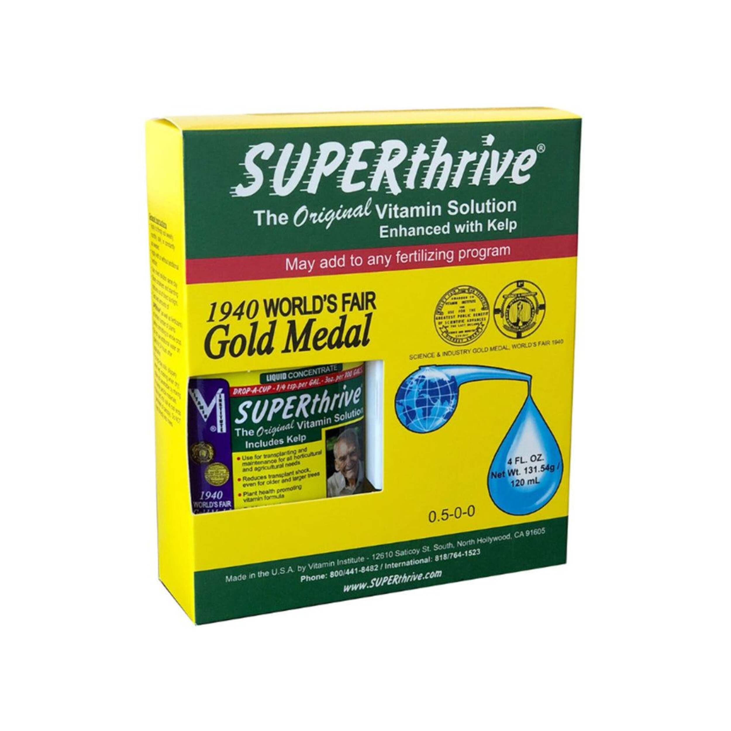 Green Garden SuperThrive Liquid Vitamin Solution Concentrate Fertilizer w/ Kelp Front_Three_Fourths_Angled_Right