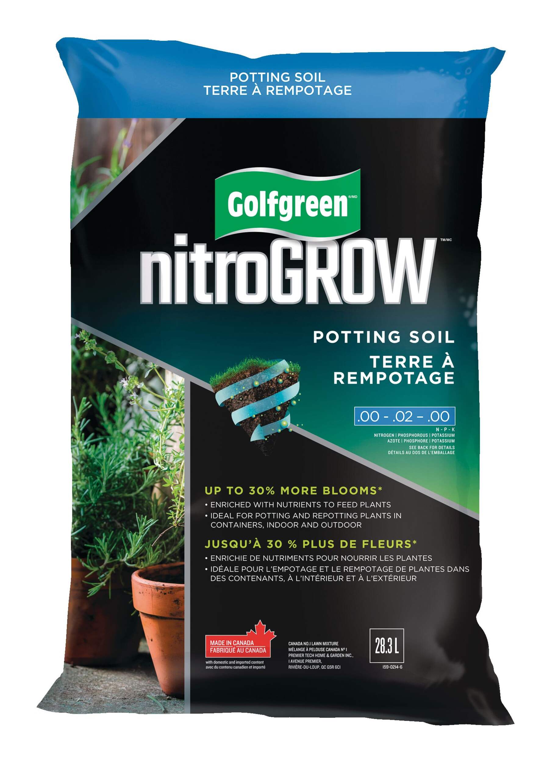 Golfgreen NitroGROW Enriched Potting Soil, 28.3-L Front_Flat
