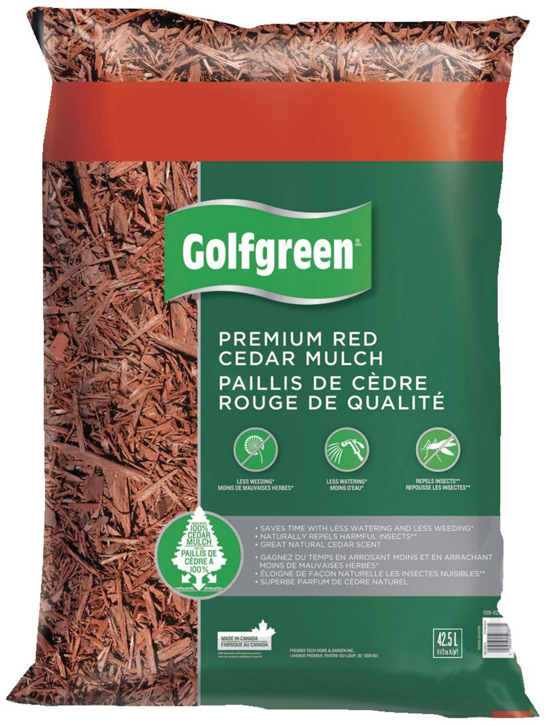 Golfgreen Premium 100% Cedar Mulch, Red, 42.5-L Front_Flat