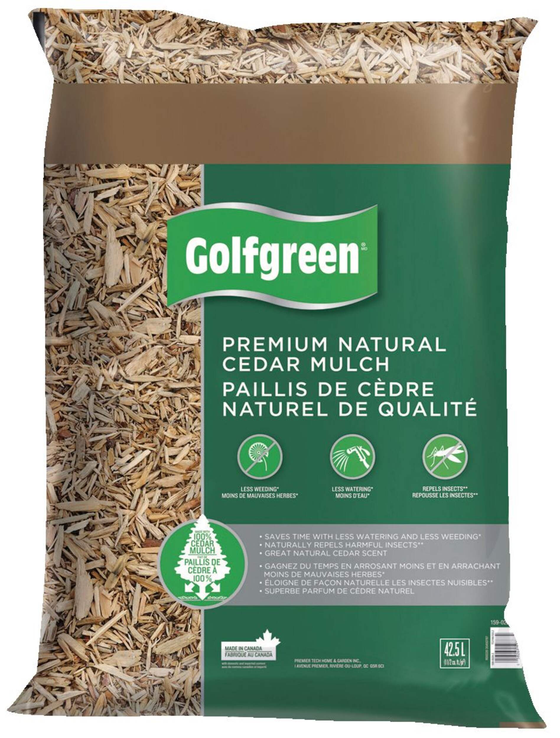 Golfgreen Premium 100% Cedar Mulch, Natural, 42.5-L Front_Flat