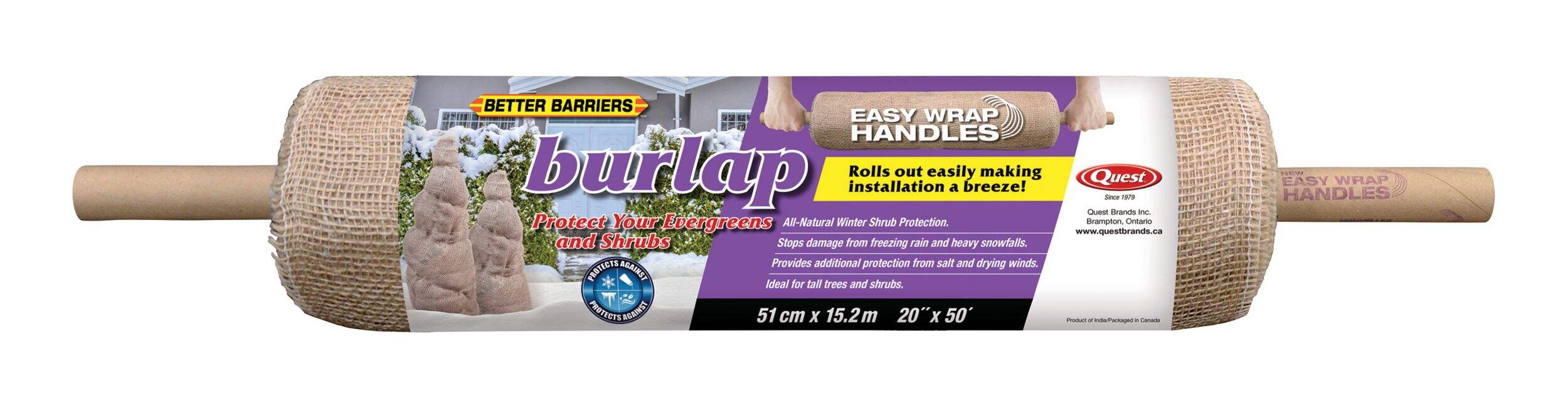 Quest All-Natural Burlap Roll w/ EZ Wrap Handle, 50-ft x 20-in Front_Flat