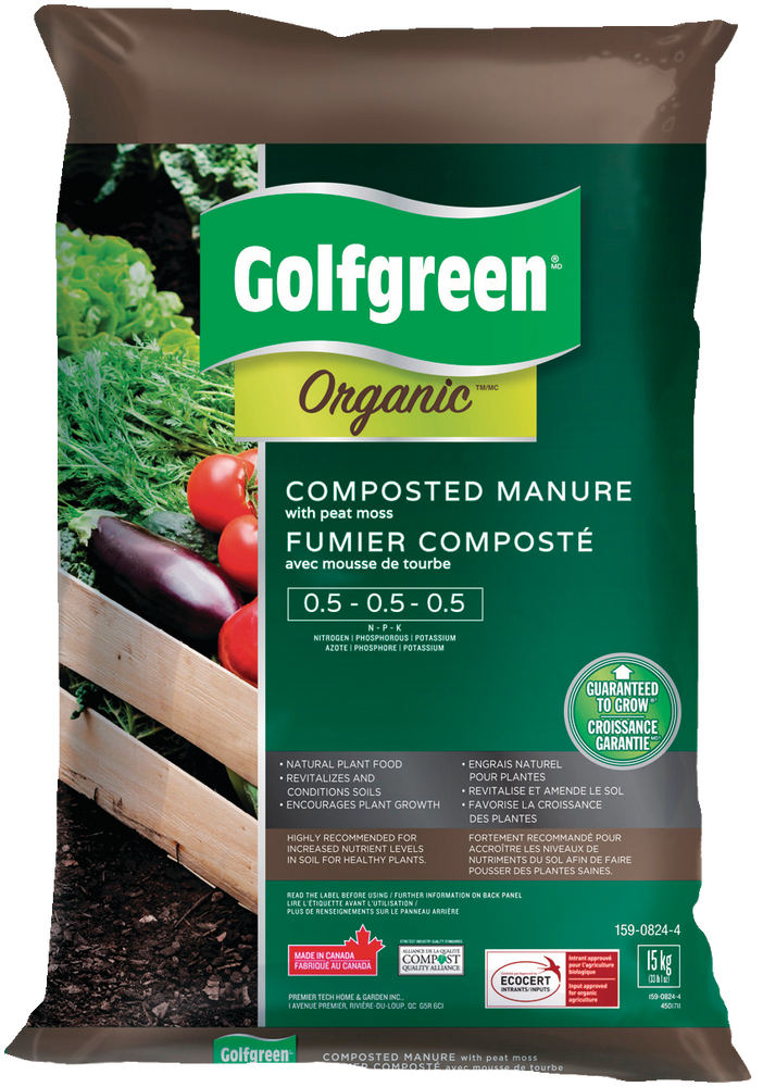 Golfgreen Organic Composted Manure/Fertilizer w/ Peat Moss, 15kg