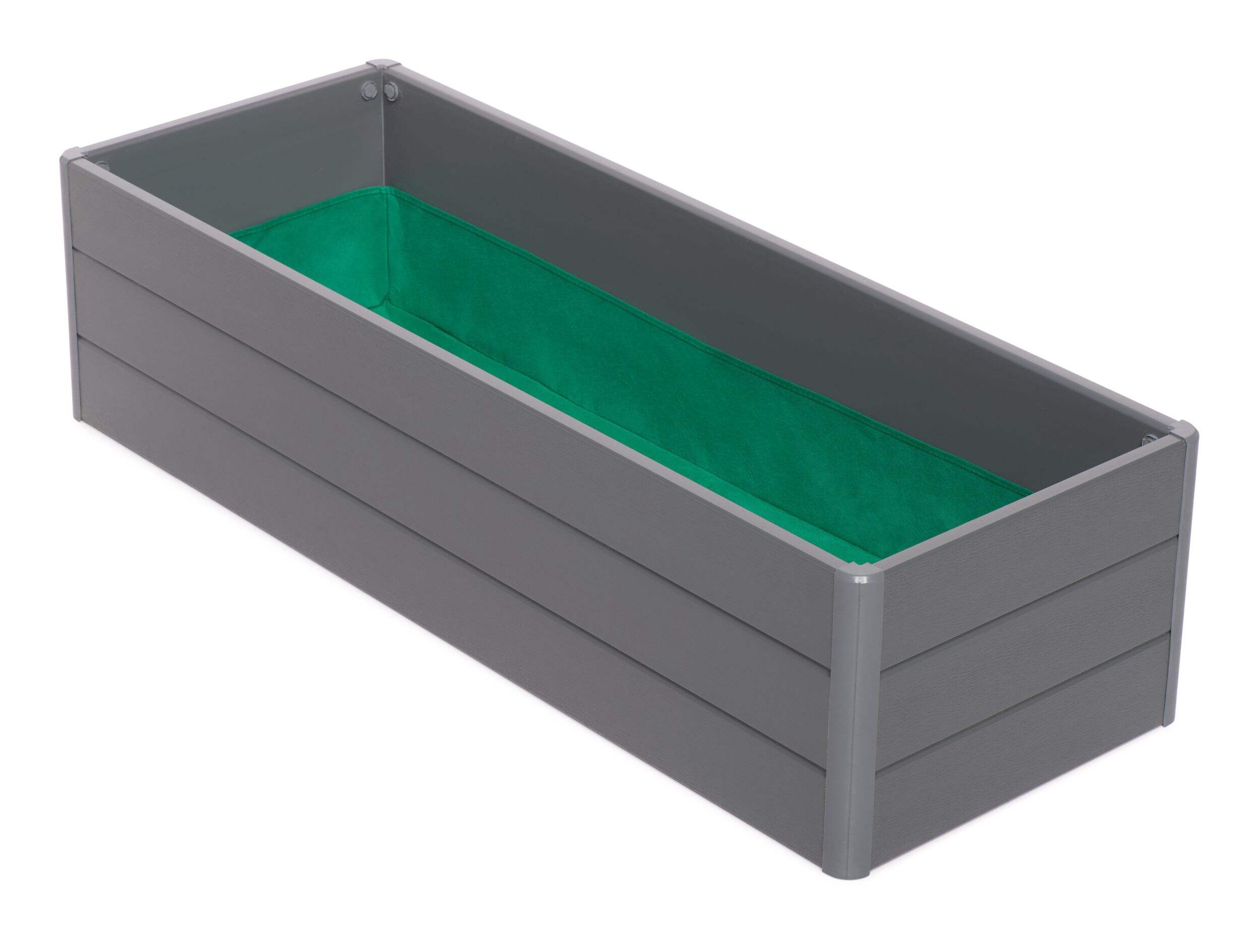 Jardinière d'extérieur avec panneau inférieur NuVue, 36,5 x 13 x 11,5 po, gris Front_Angled_Left