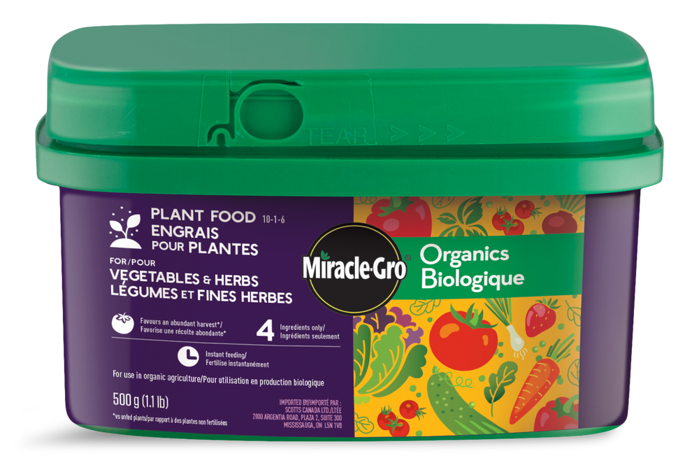 MiracleGro® Organics Water Soluble Vegetable & Herb Plant Food, 1138, 500g Canadian Tire