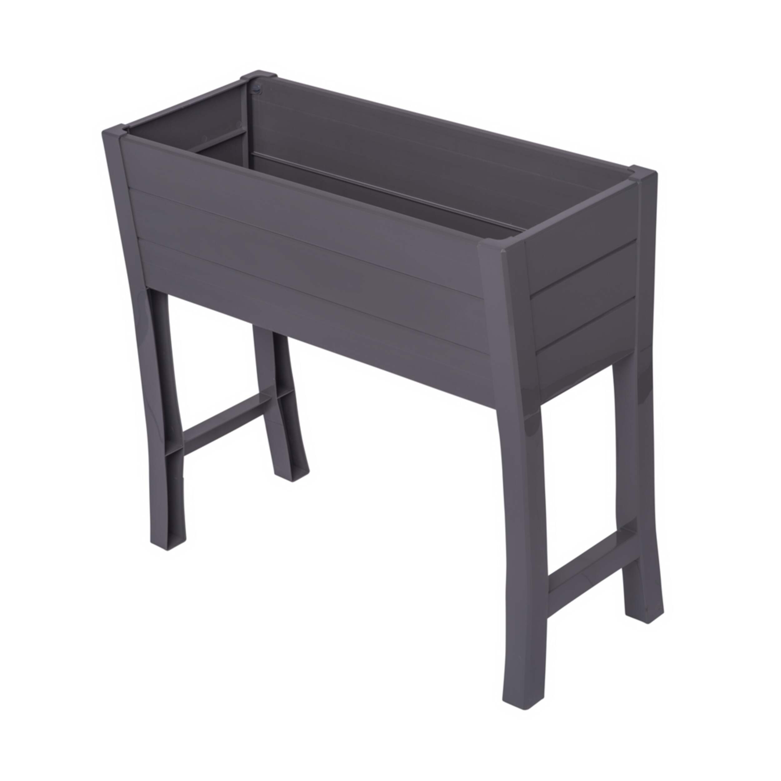NuVue Indoor & Outdoor Wood Grain Raised Garden Bed Planter, Grey Front_Three_Fourths_Angled_Left