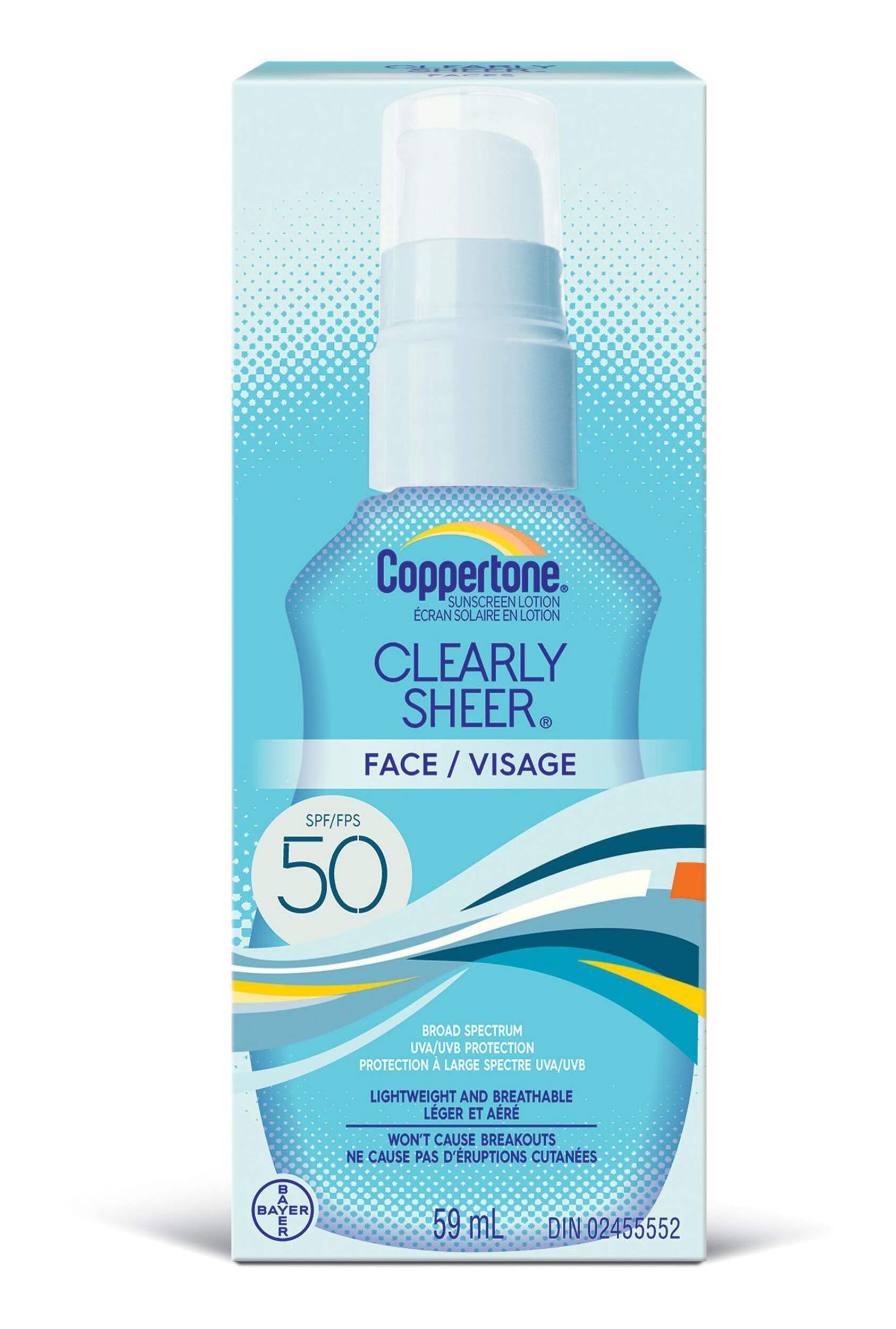 Coppertone Clearly Sheer SPF 50 Sunscreen Lotion Front_Elevated