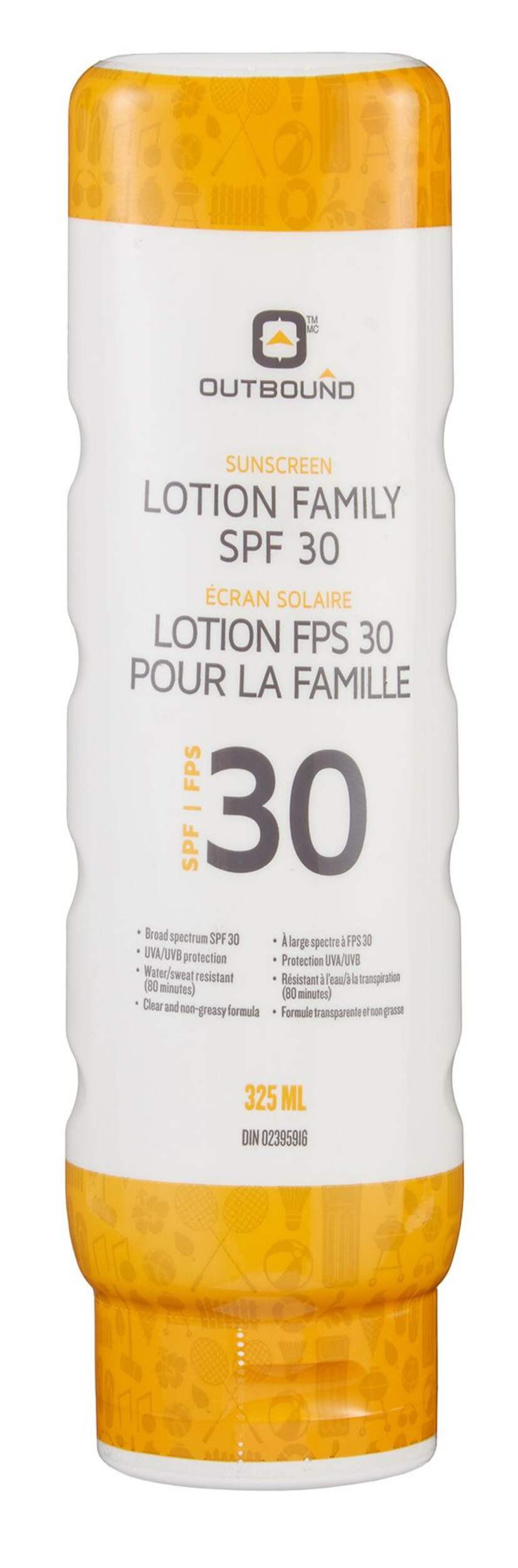 Lotion solaire Outbound pour la famille, FPS 30 Front_Flat