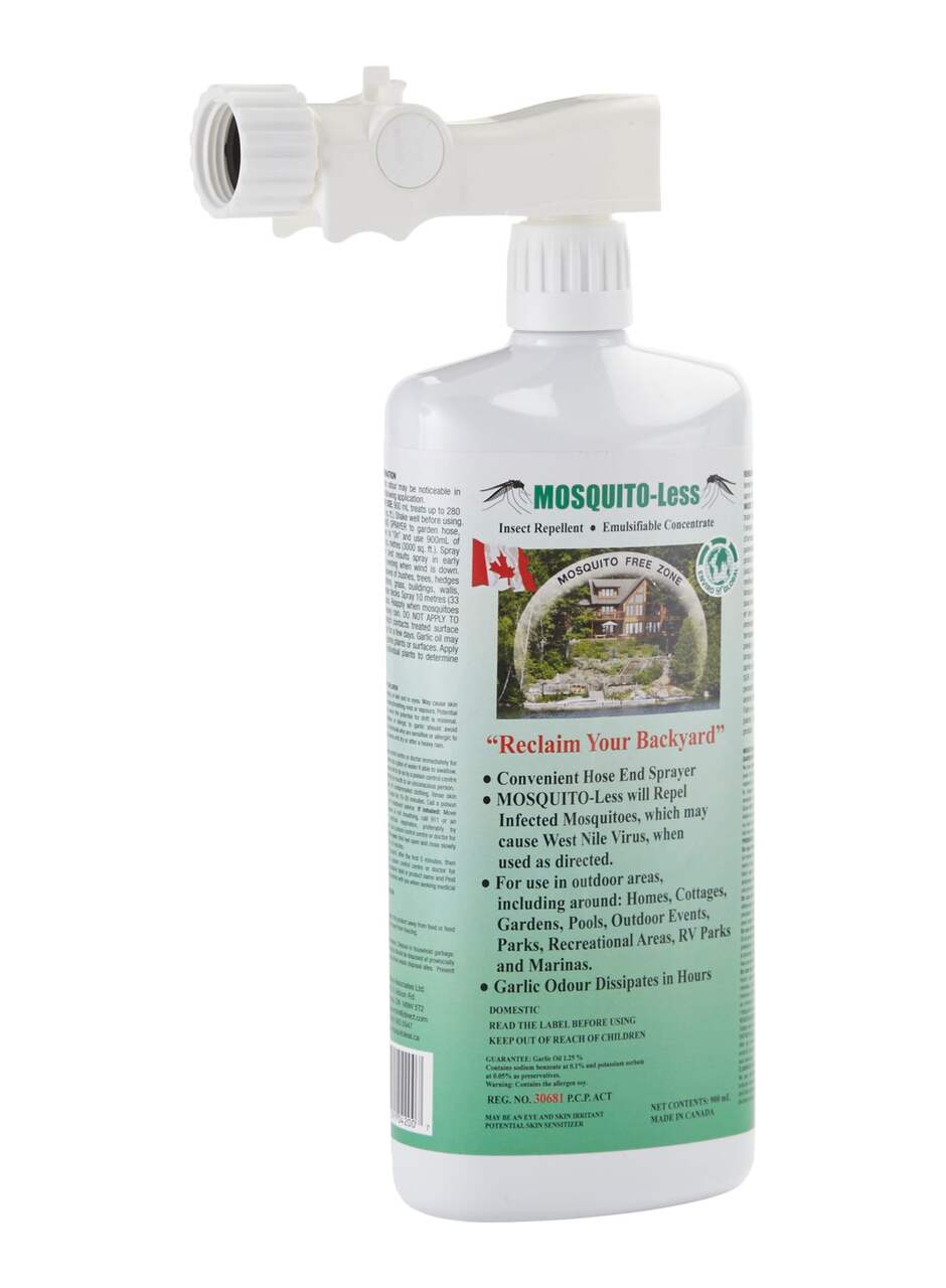 MOSQUITO-Less Garlic Oil Mosquito/Insect Repellent with Hose-End Sprayer,  900-mL