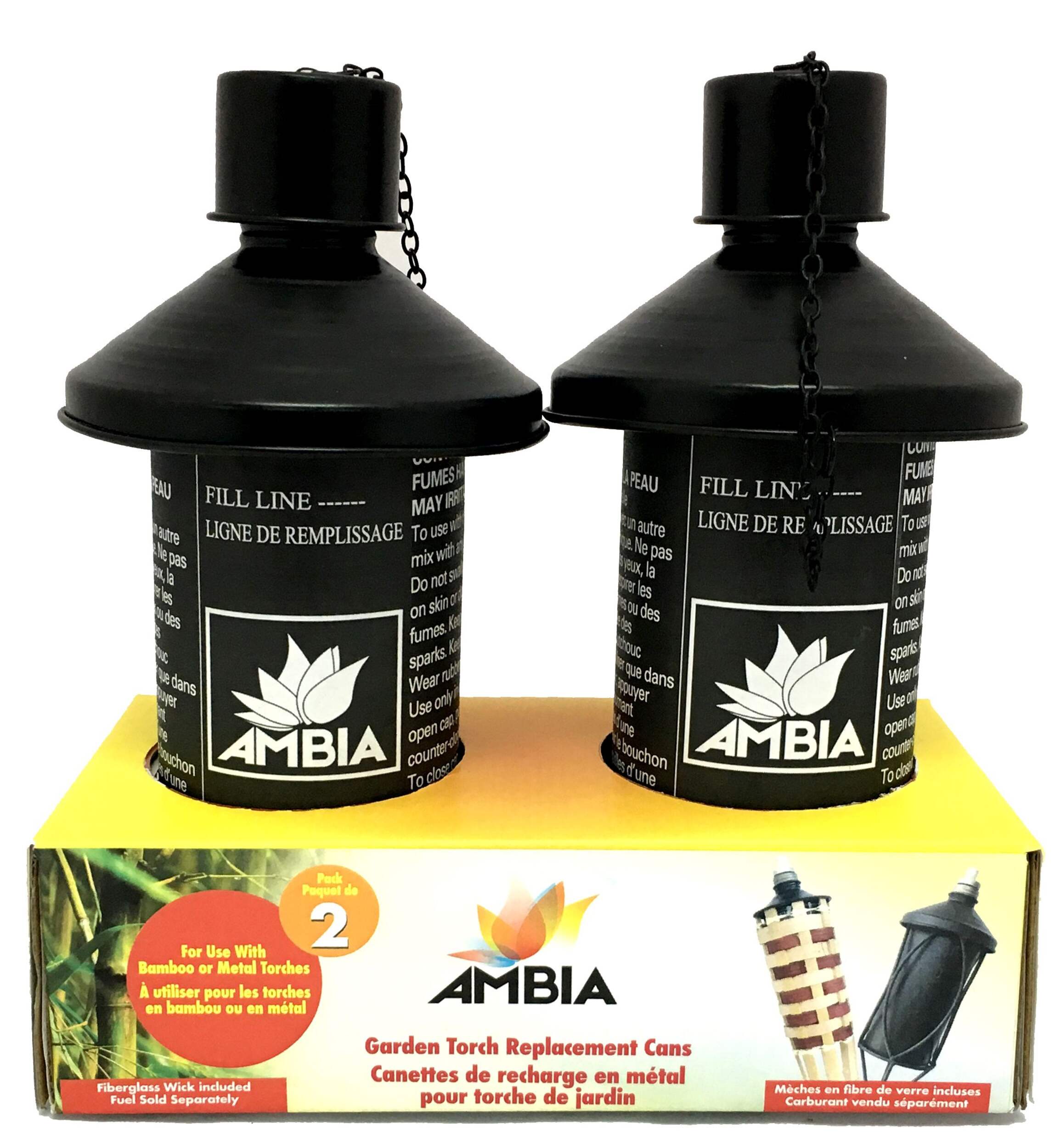 Canettes de rechange de flambeau en métal Ambia Tiki, paq.&nbsp;2 Front_Flat