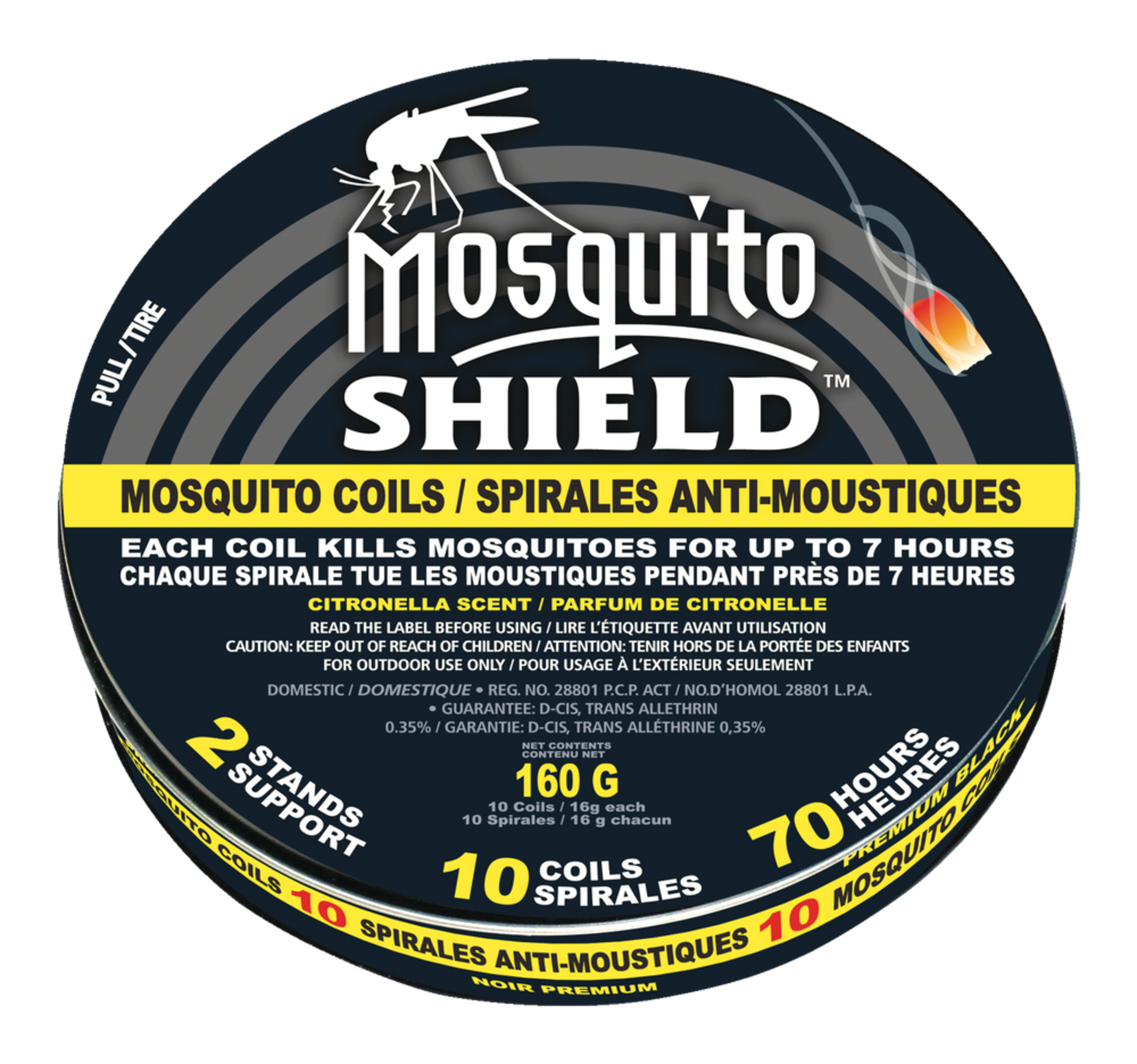 Mosquito Shield 70-Hour Citronella Scent Insect Repellent Coils, Black, 10-pk Front_Elevated