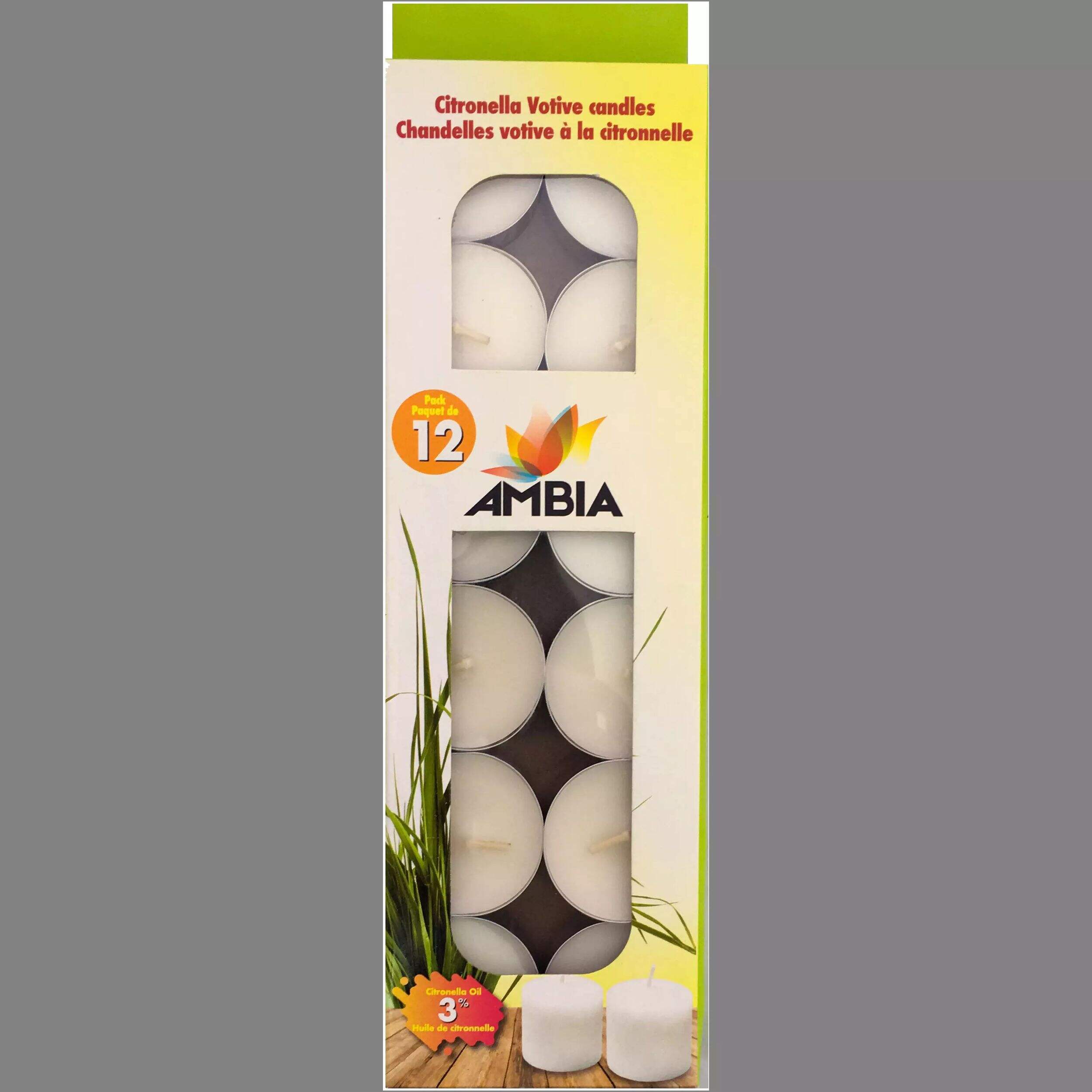 Ambia Outdoor Citronella Votive Mosquito/Insect Repellent Candles, 12-pk Front_Flat