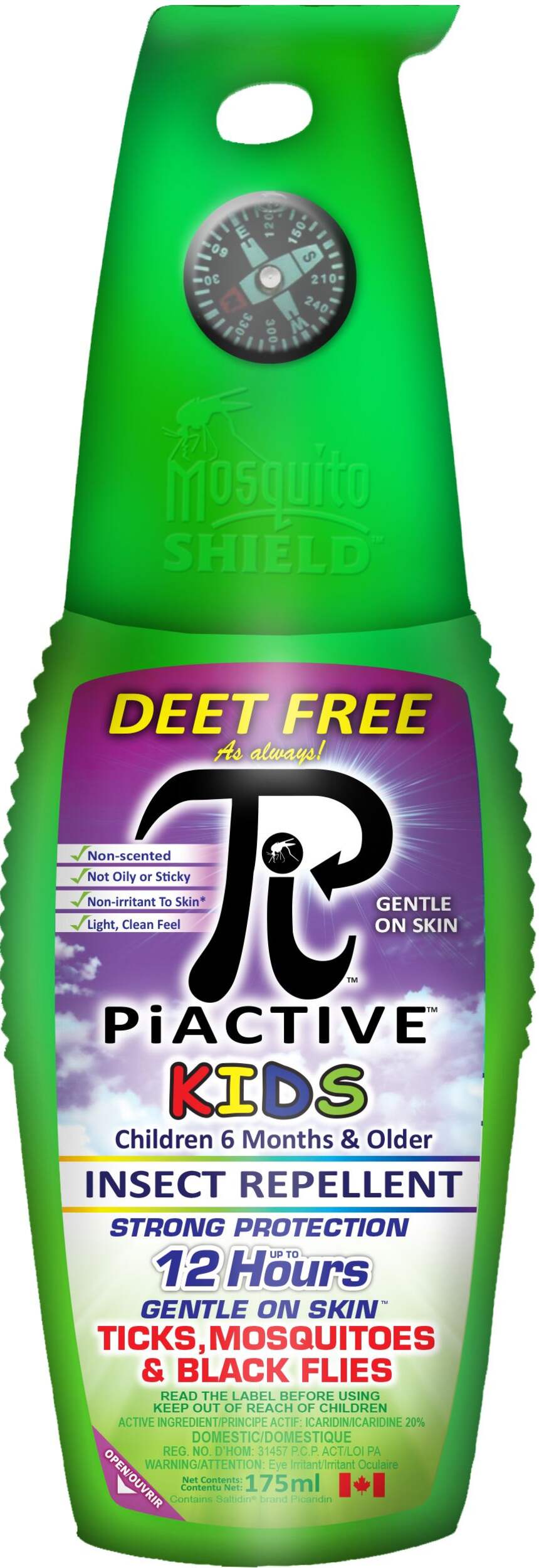 Mosquito Shield PIACTIVE™ 12-Hour DEET-Free Pump Mosquito/Insect Repellent Spray, Kids, 175-mL Front_Flat