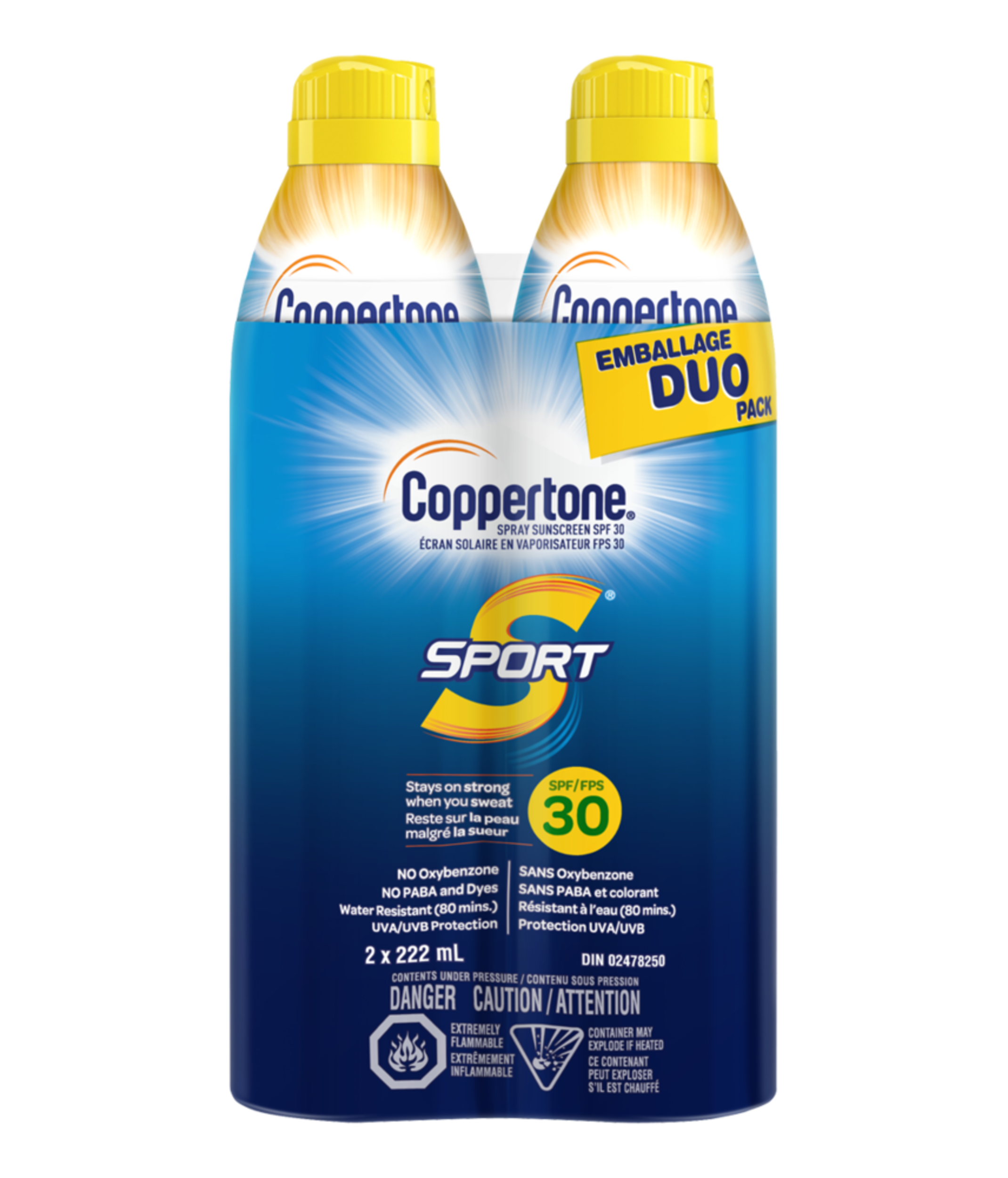 Coppertone Sport SPF30 Sunscreen Spray Duo Pack, 2 x 222-mL Front_Flat