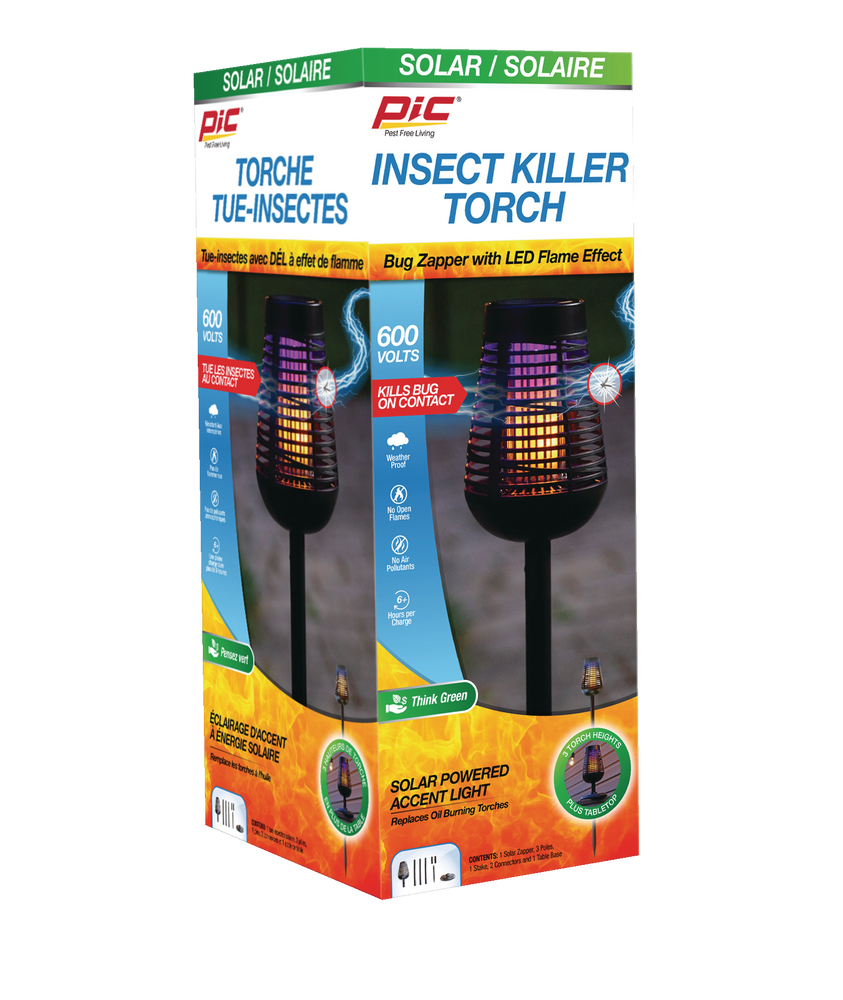 PIC 60W 600V Solar WeatherProof Accent Light Electric Mosquito/Insect Killer Torch Canadian Tire