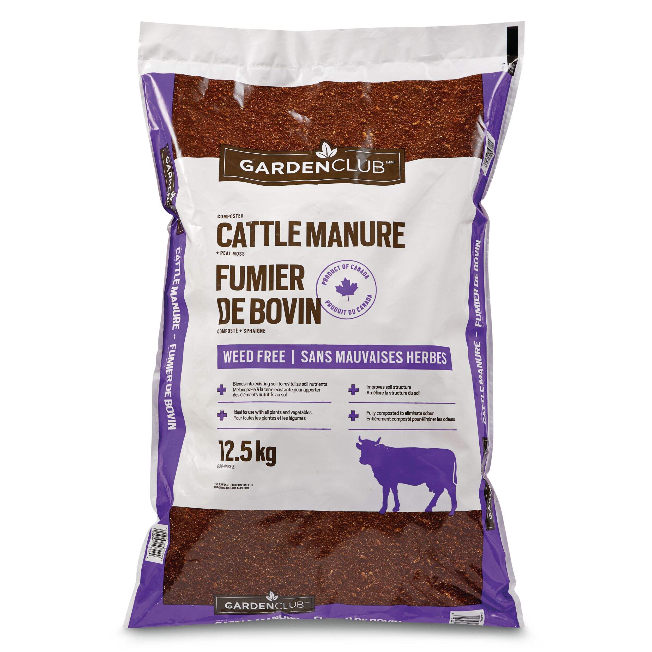 Garden Club Composted Cattle Manure/Fertilizer, Weed Free,12.5-kg Front_Flat