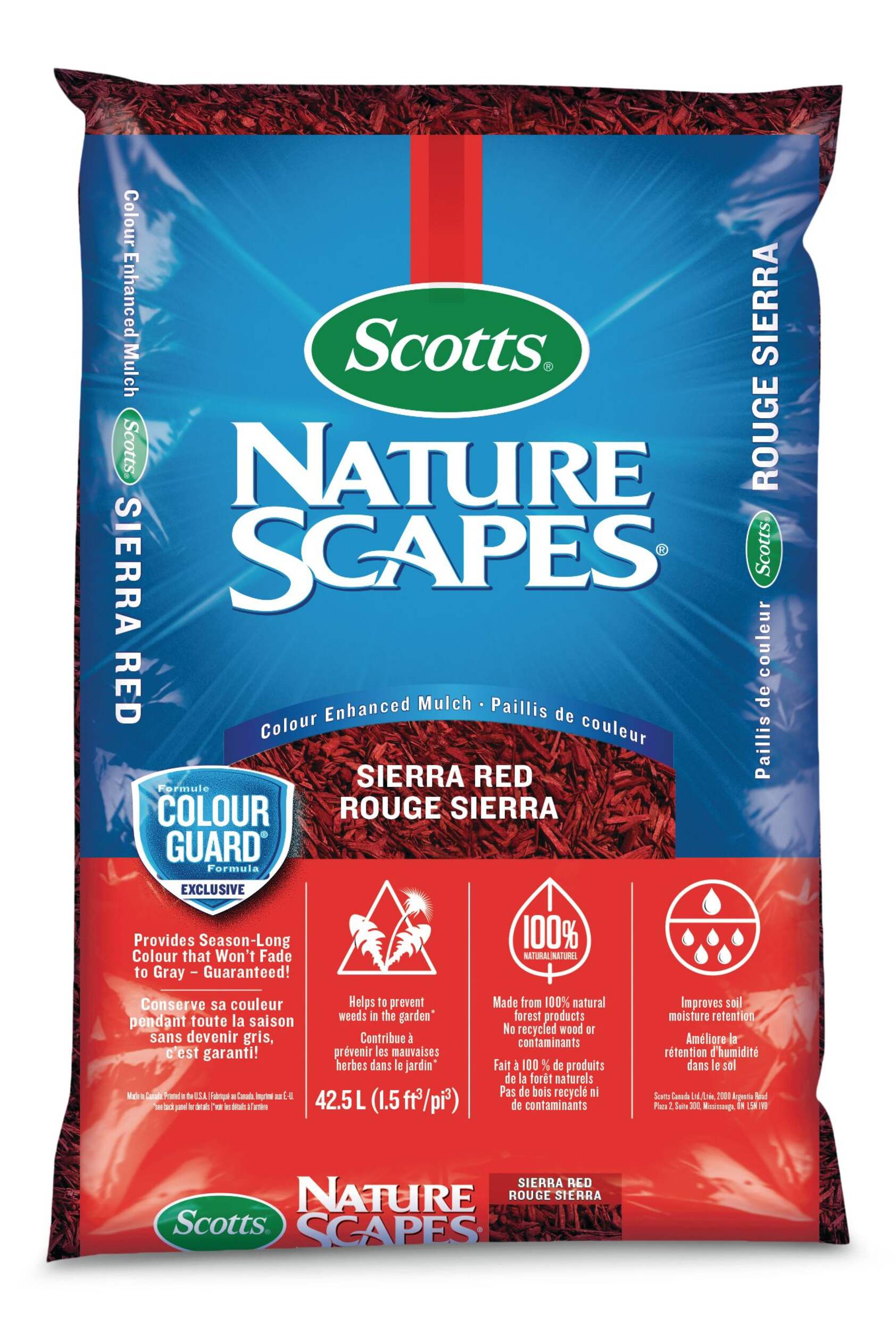 Scotts Nature Scapes Colour Enhanced Mulch, 42.5-L, Sierra Red Front_Flat