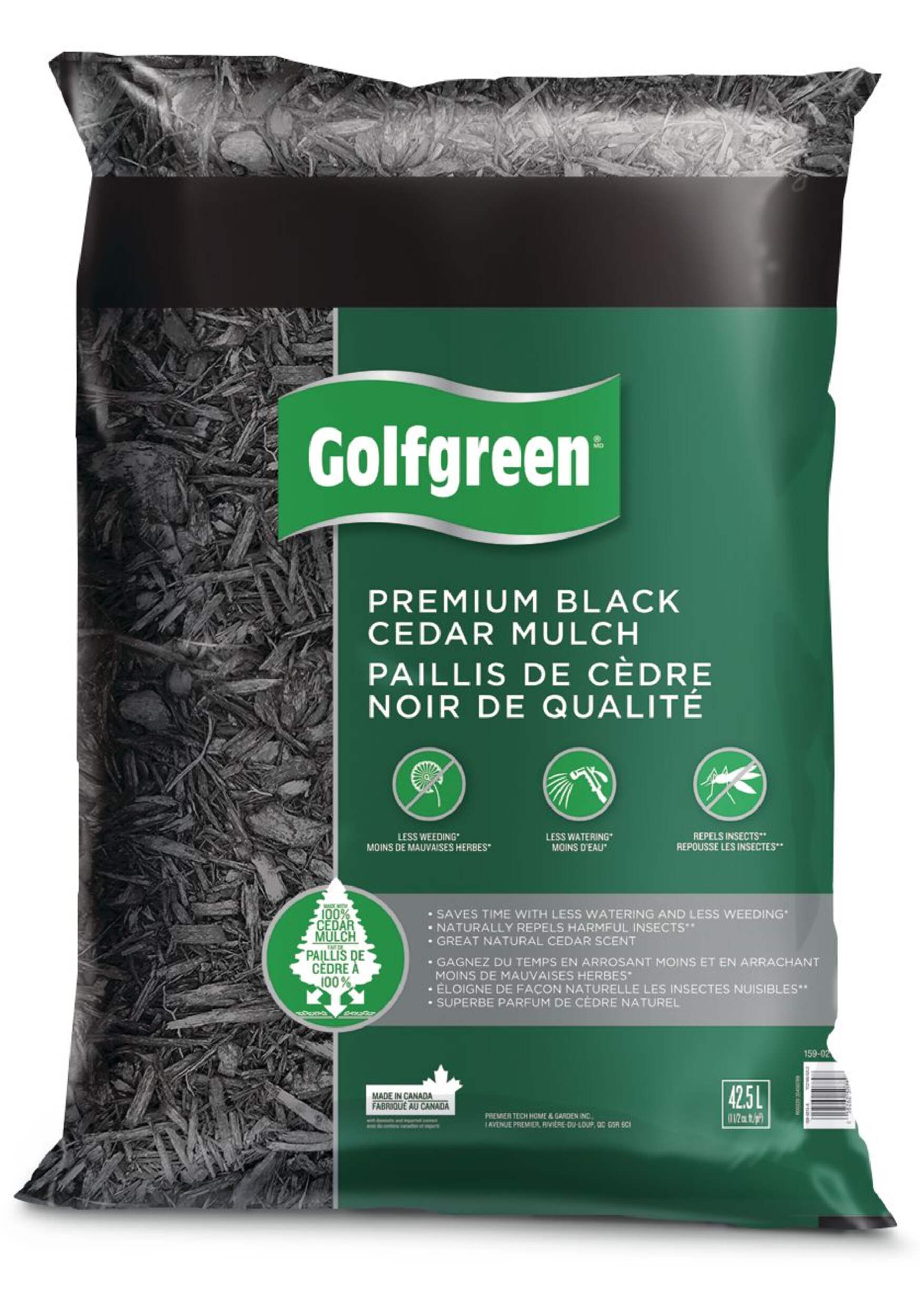 Golfgreen Premium 100% Cedar Mulch, Black, 42.5-L Front_Flat