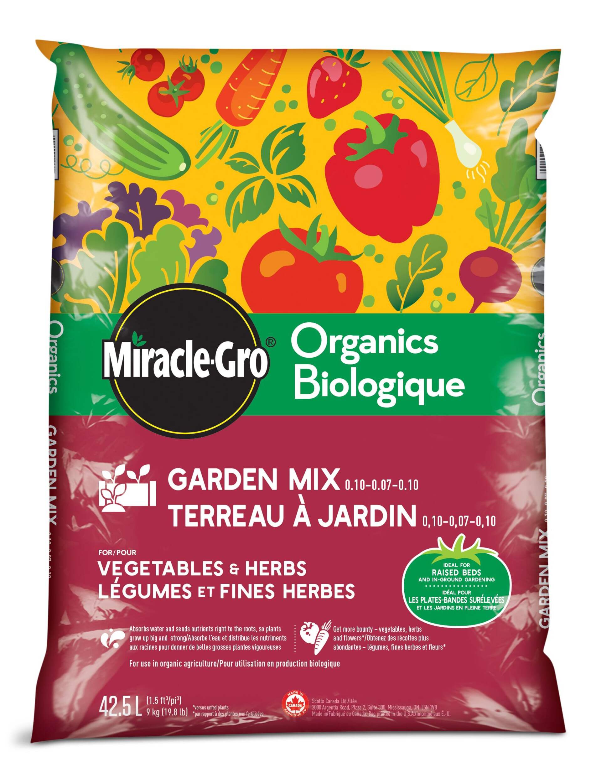 Miracle Gro Organic Vegetable & Herbs Soil, 42.5-L Front_Flat